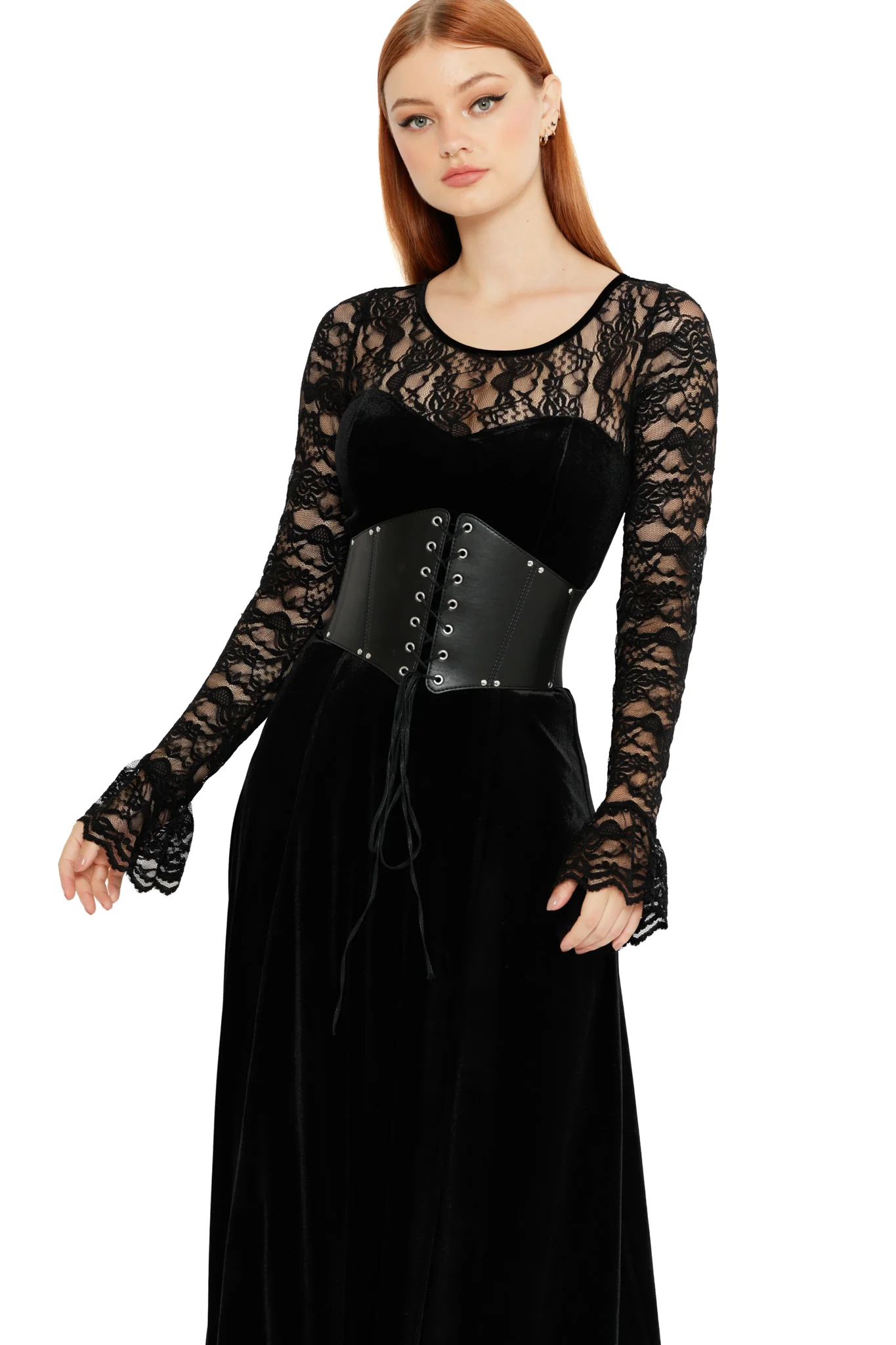 Abyss Lace Long Sleeve Velvet Maxi Dress - Image 3