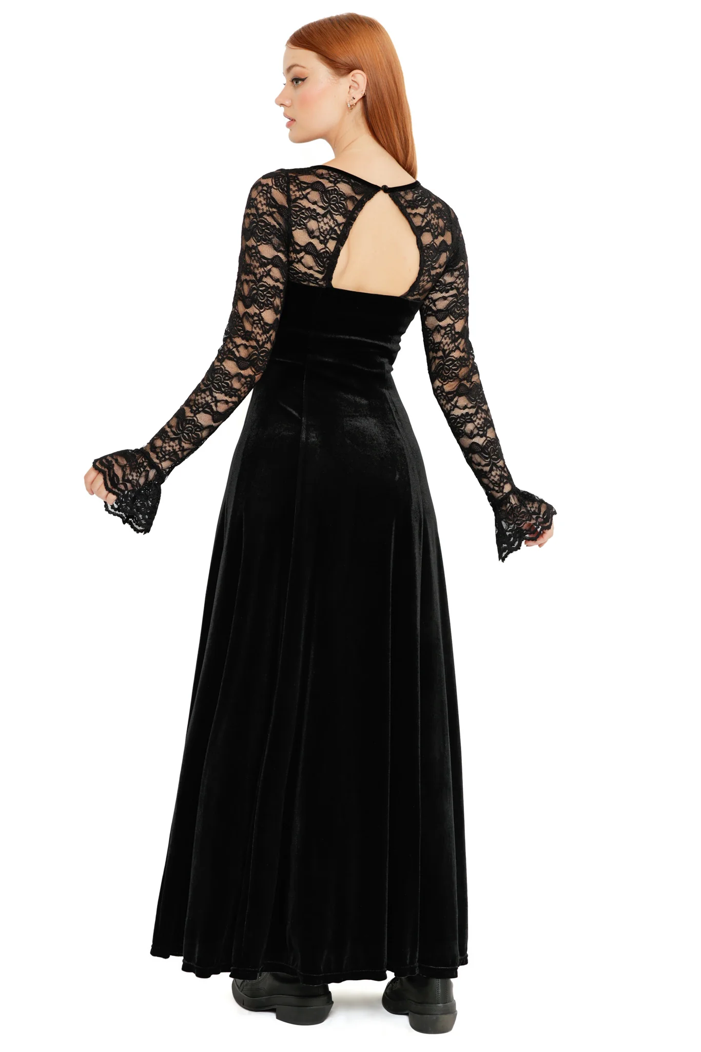 Abyss Lace Long Sleeve Velvet Maxi Dress - Image 5