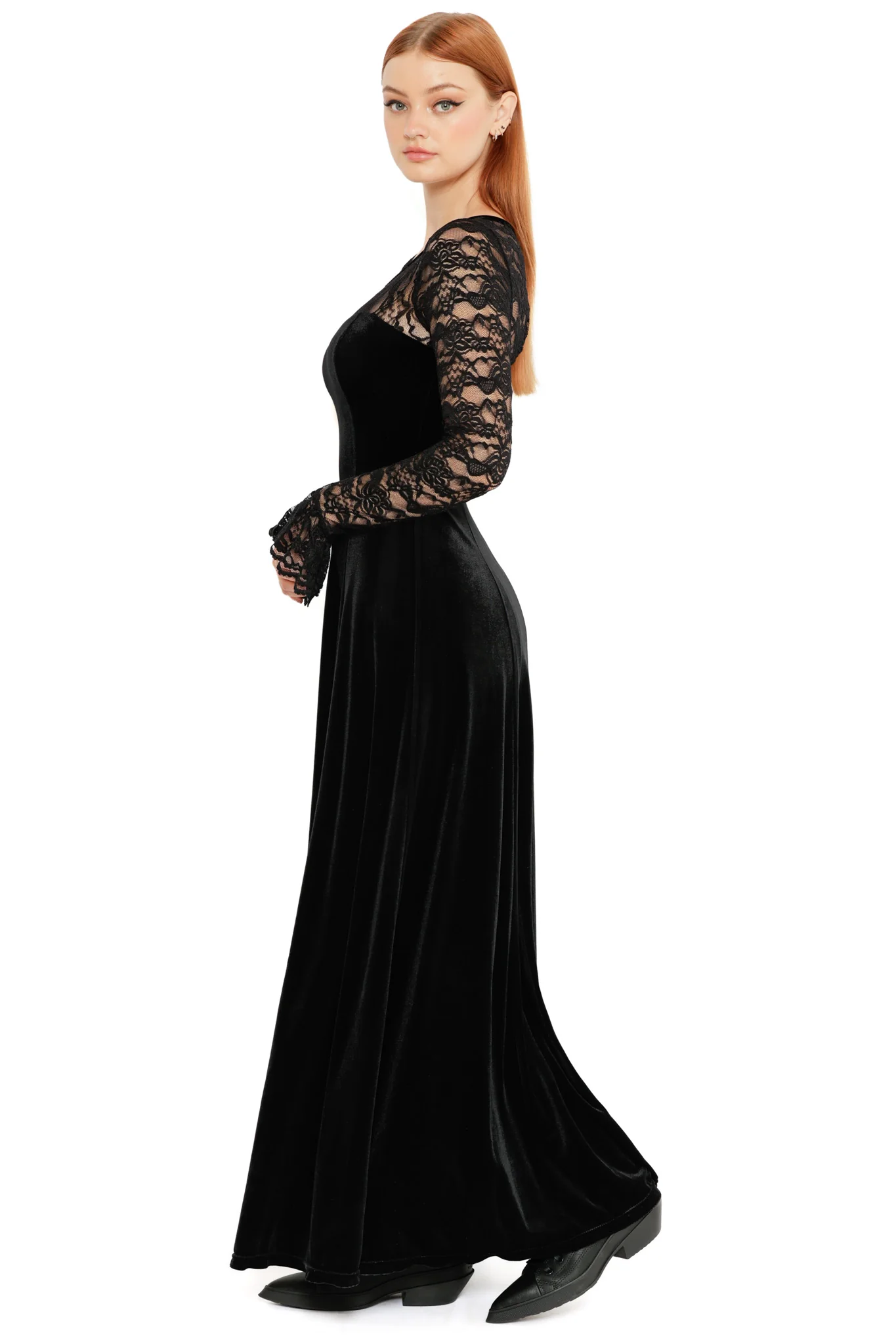 Abyss Lace Long Sleeve Velvet Maxi Dress - Image 7
