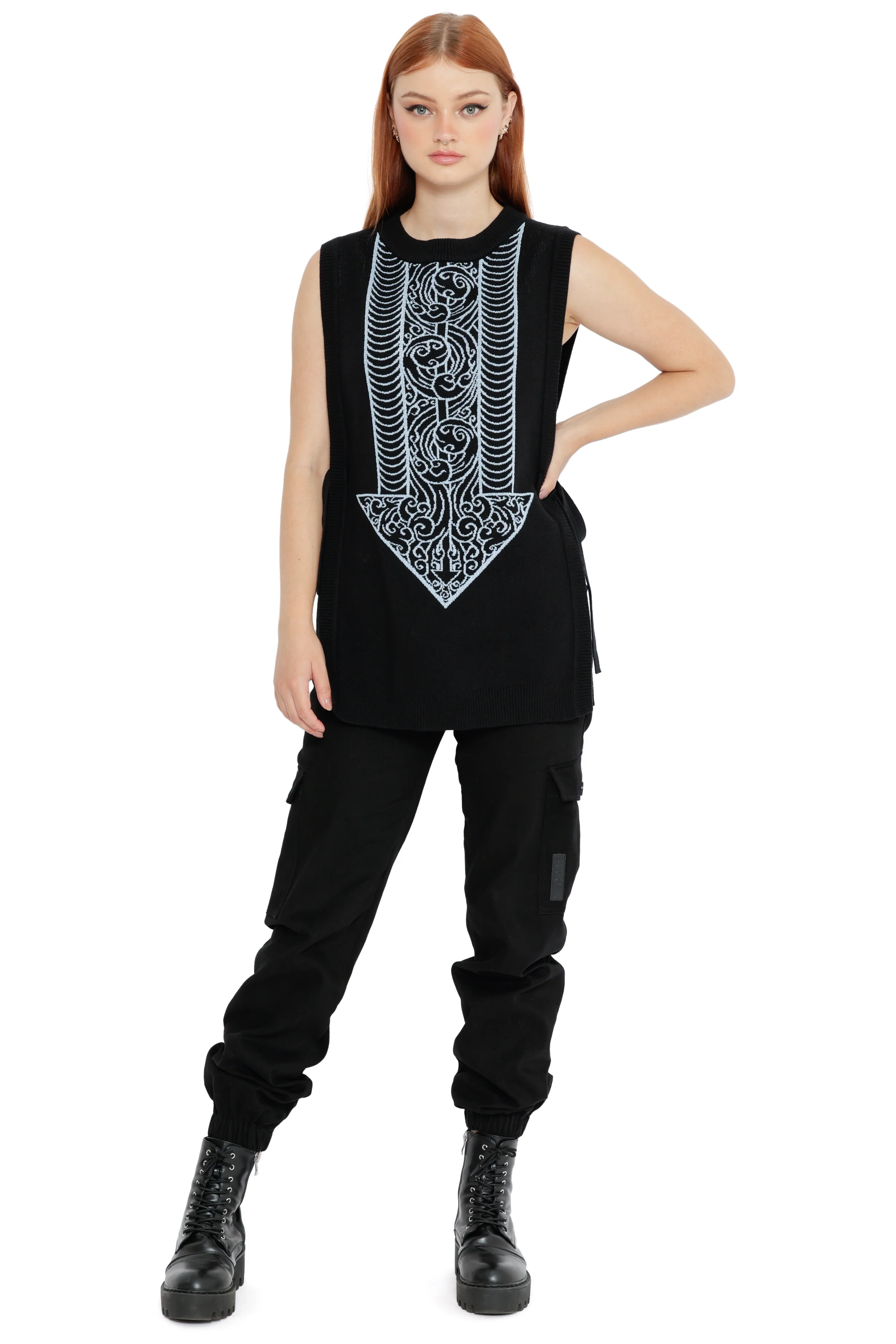 Avatar State Tie Side Oversized Knit Vest - Image 4