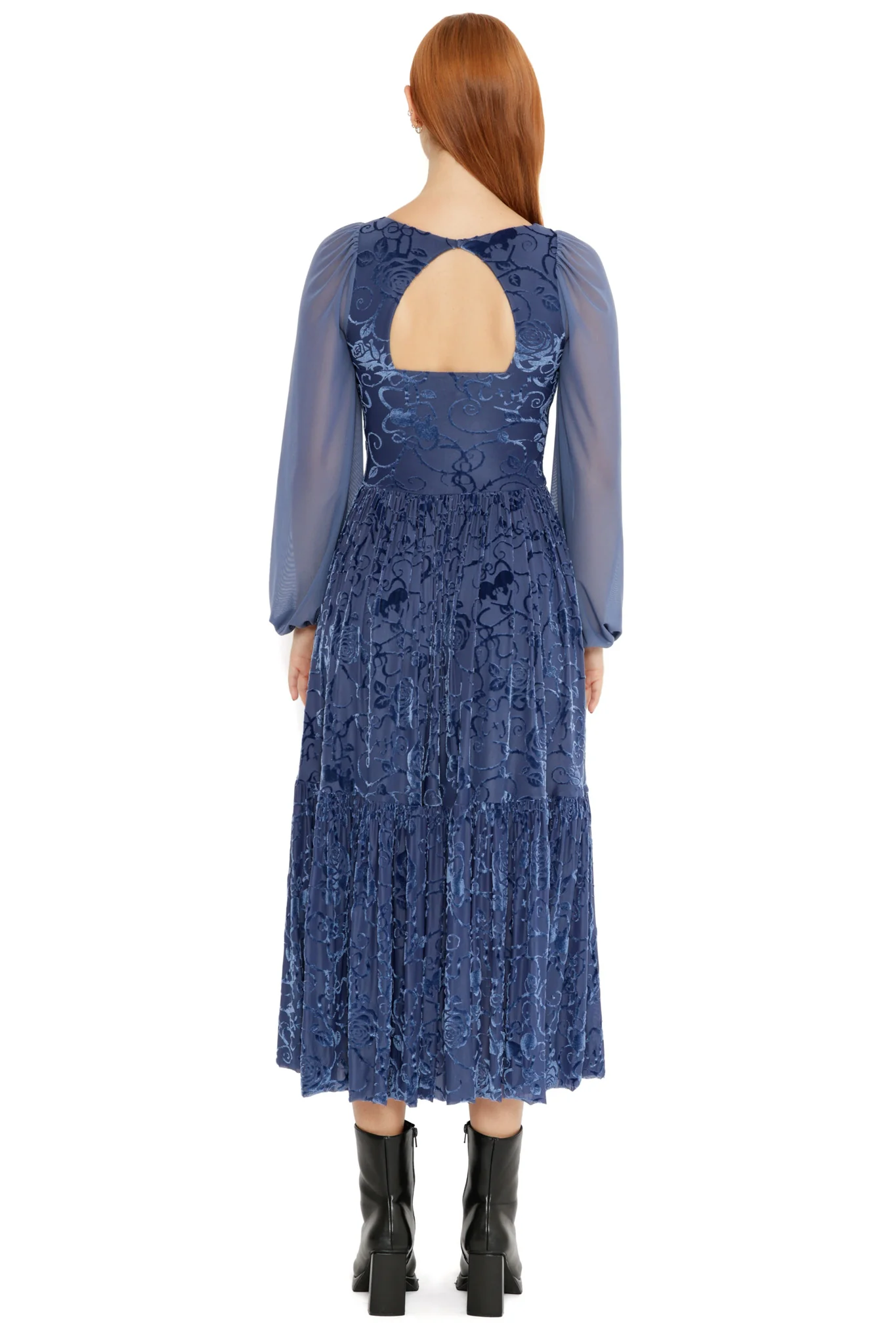 Be With Me Always Slate Burned Velvet Fae Queen Dress - Image 4