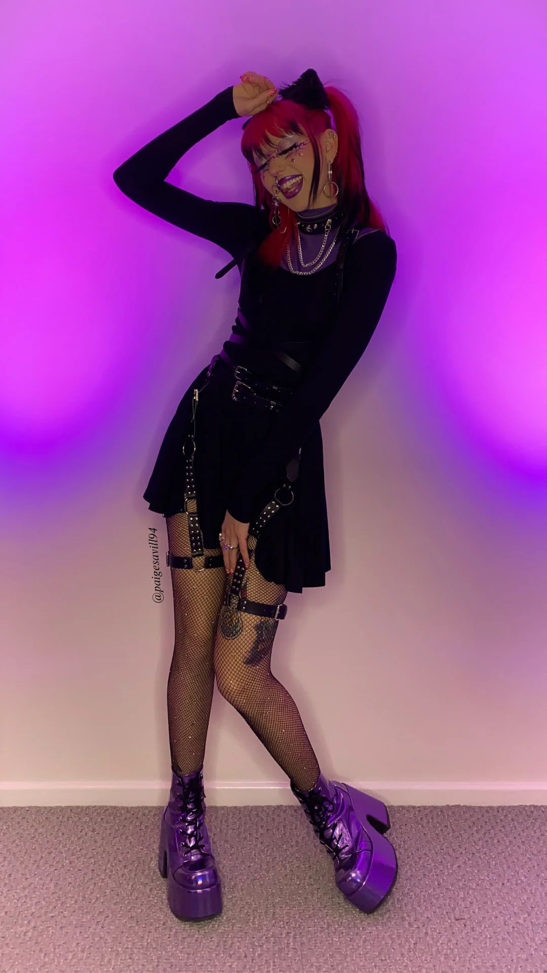 Black Long Sleeve Evil Cheerleader Dress - Image 3