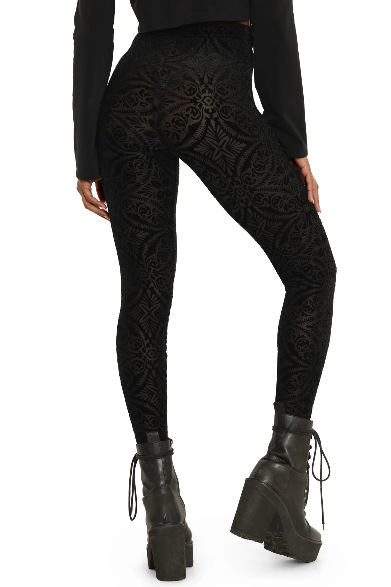 Burned Velvet High Waisted Leggings - Image 3