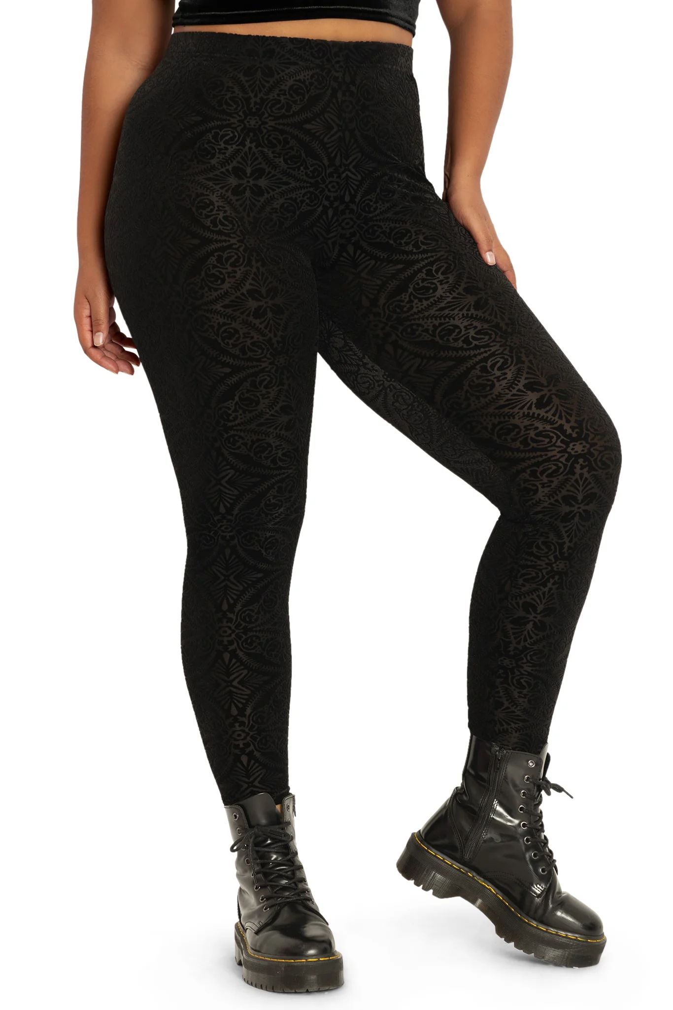 Burned Velvet High Waisted Leggings - Image 6