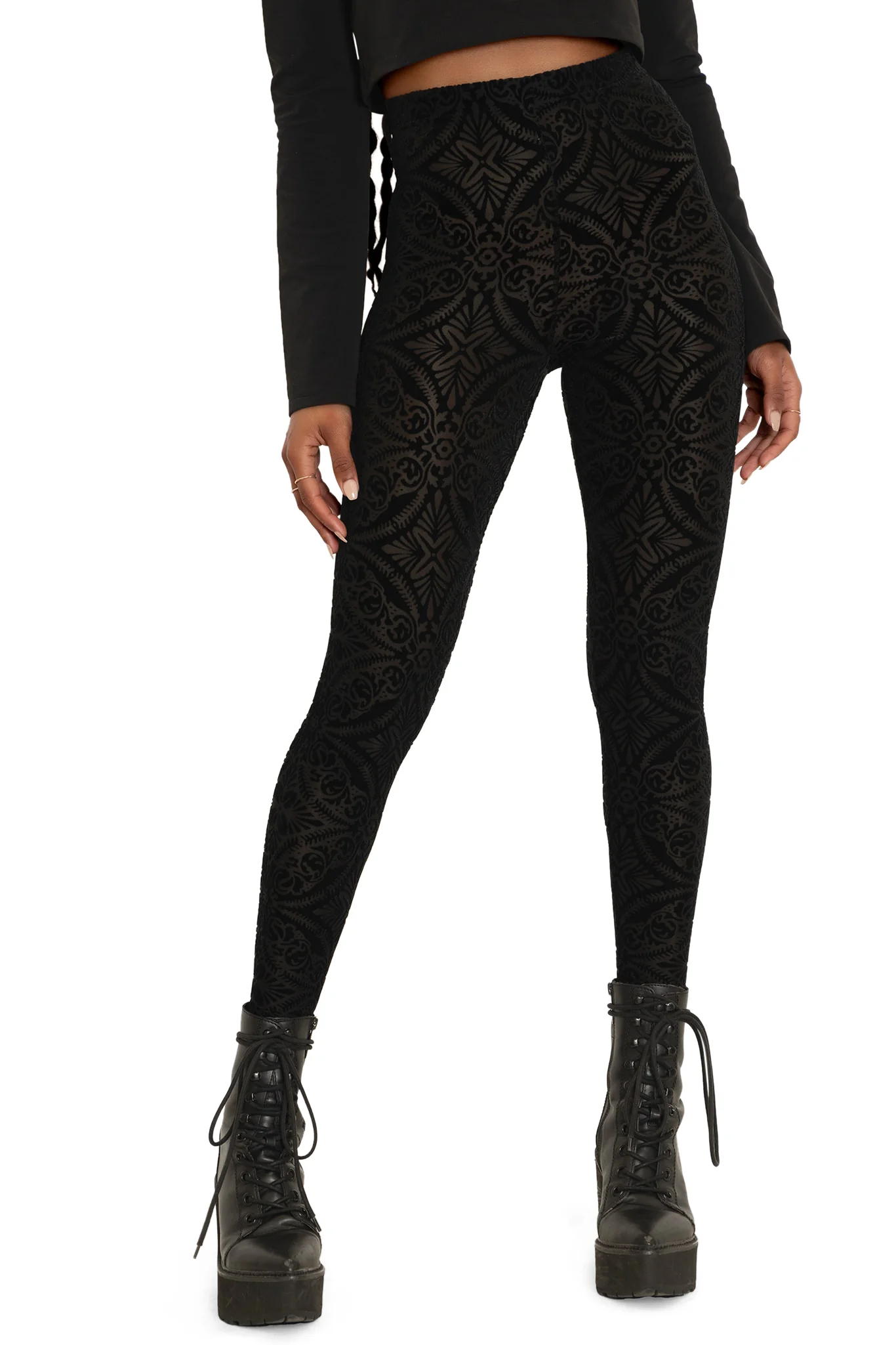 Burned Velvet High Waisted Leggings - Image 7
