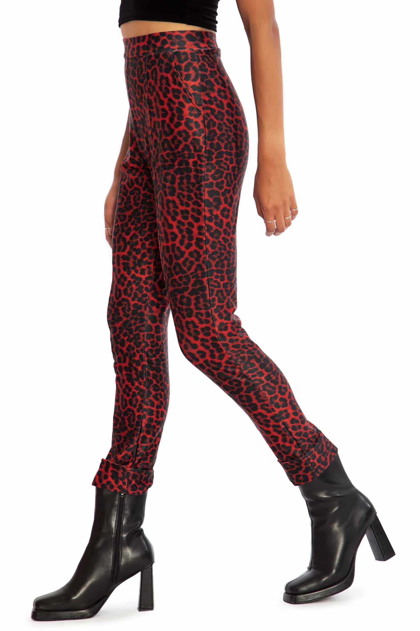 Claws Out Red Matte Cuffed Pants - Image 3