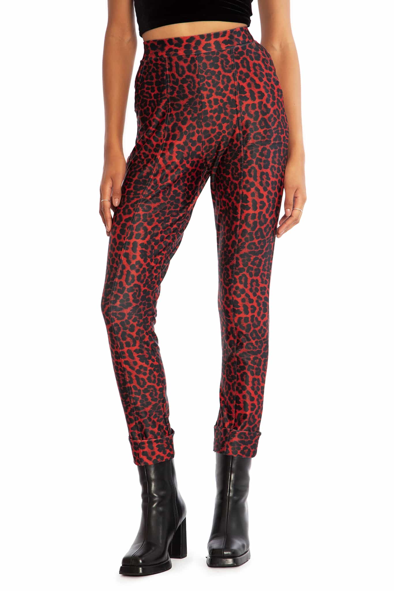Claws Out Red Matte Cuffed Pants - Image 6