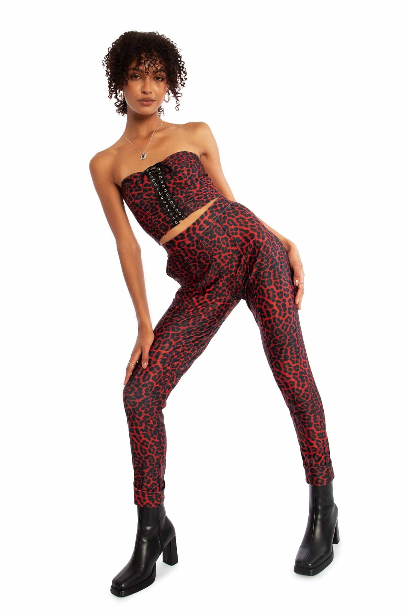 Claws Out Red Matte Cuffed Pants - Image 8