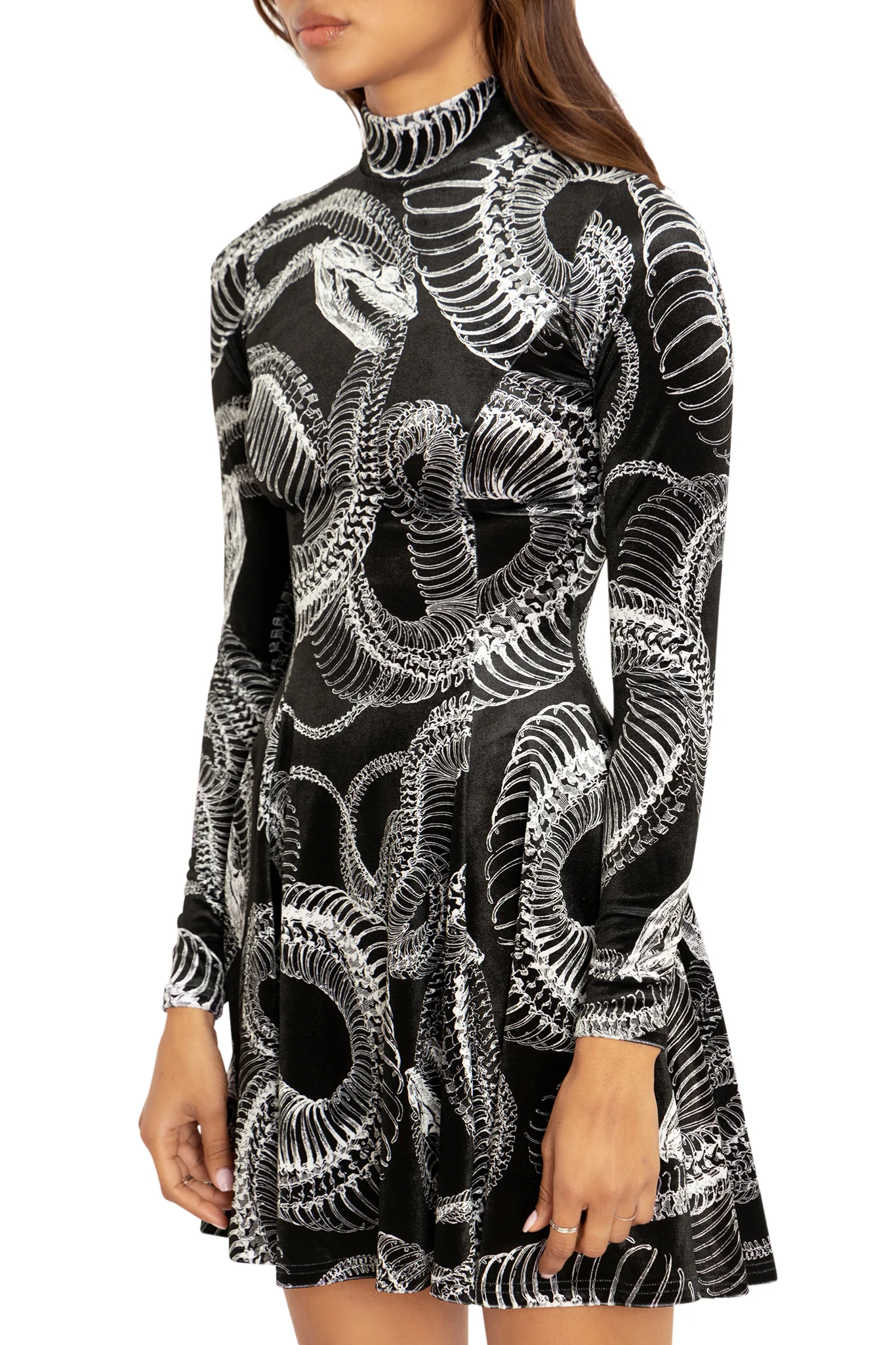 Dead Snake Velvet LS Evil Mini Skater Dress - Image 3