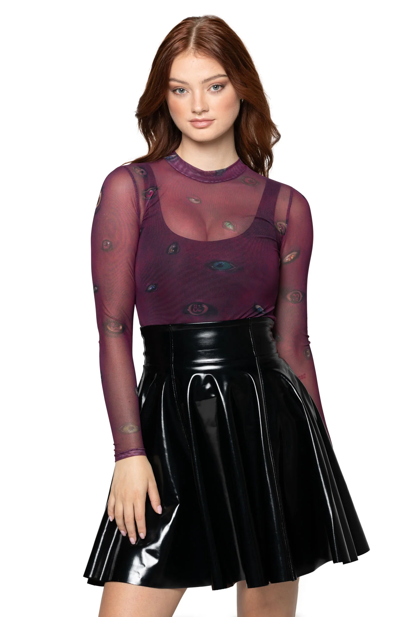 Eye Attire Sheer High Neck Long Sleeve Top - Image 4