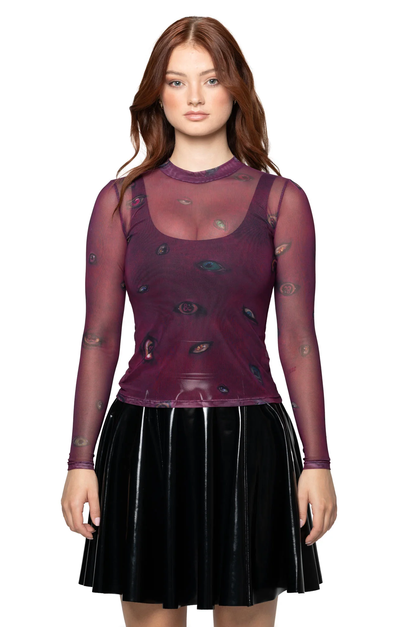 Eye Attire Sheer High Neck Long Sleeve Top - Image 5
