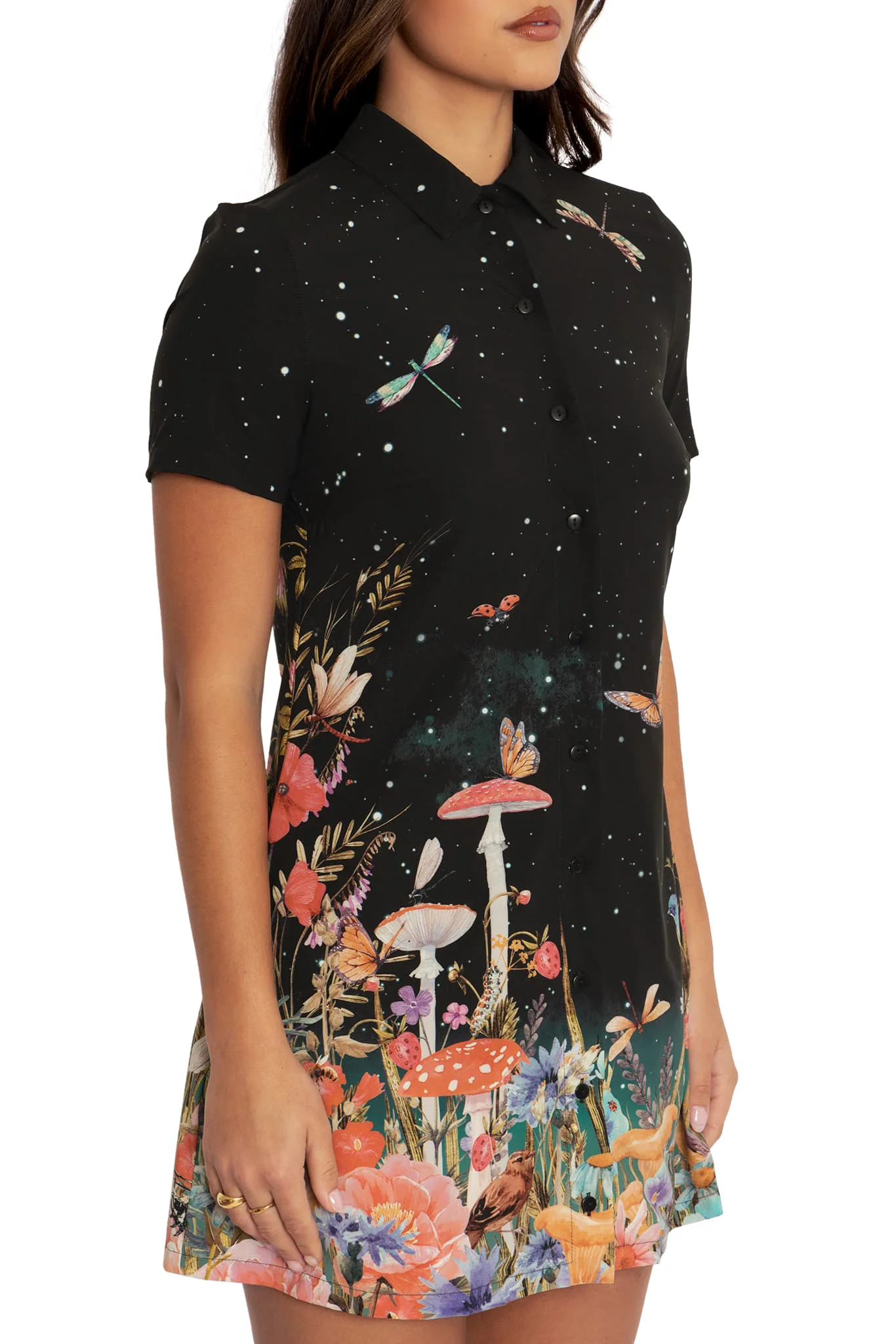 Fairytale Floral Short Sleeve Shirt Dress - Image 3