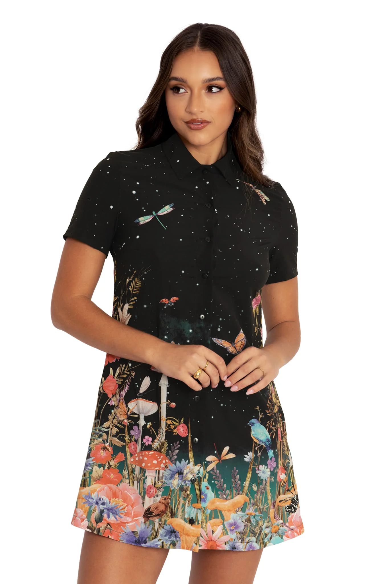 Fairytale Floral Short Sleeve Shirt Dress - Image 6