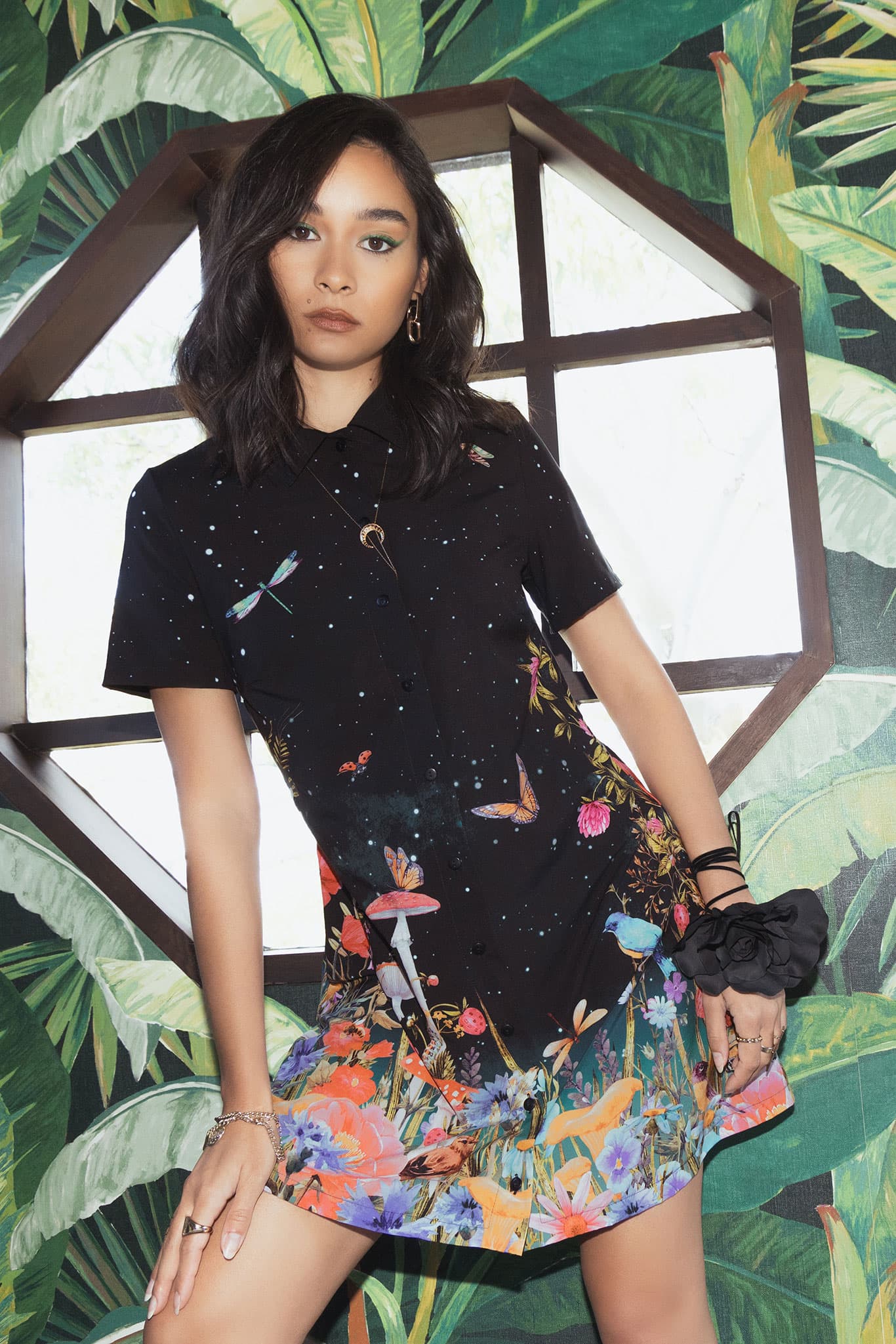 Fairytale Floral Short Sleeve Shirt Dress - Image 7