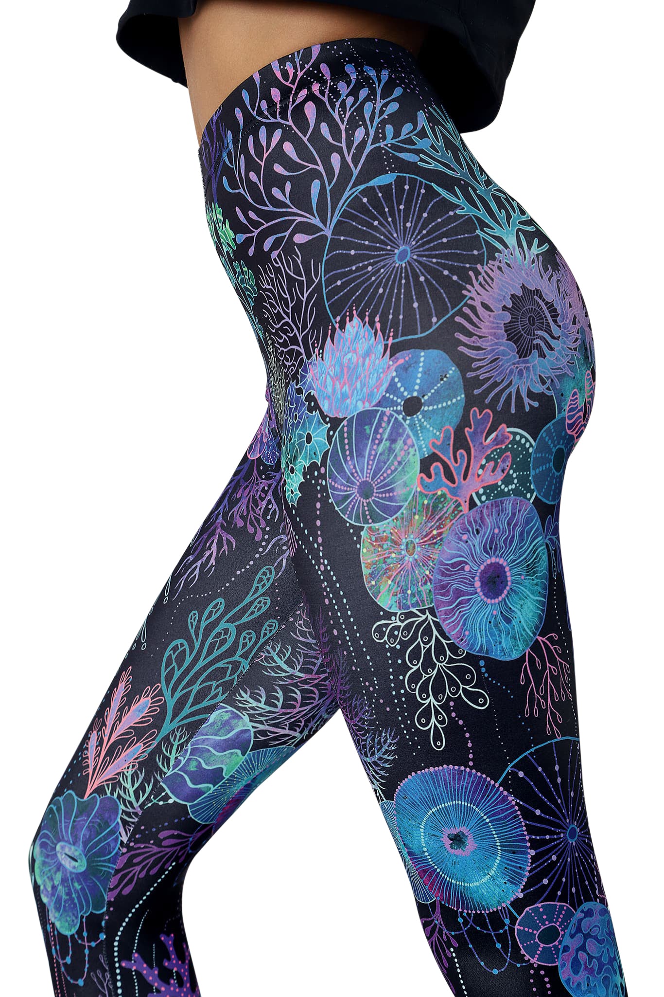 Floral Coral High Waisted Matte Finish Leggings - Image 4
