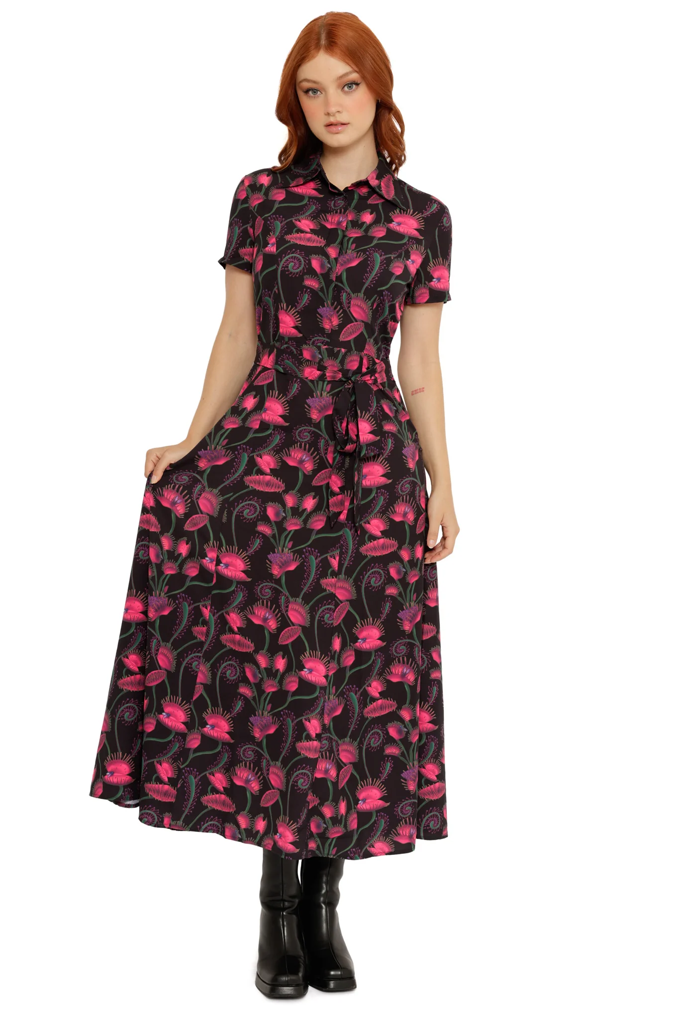 I Eat Flies Short Sleeve Maxi Shirt Dress - Image 3