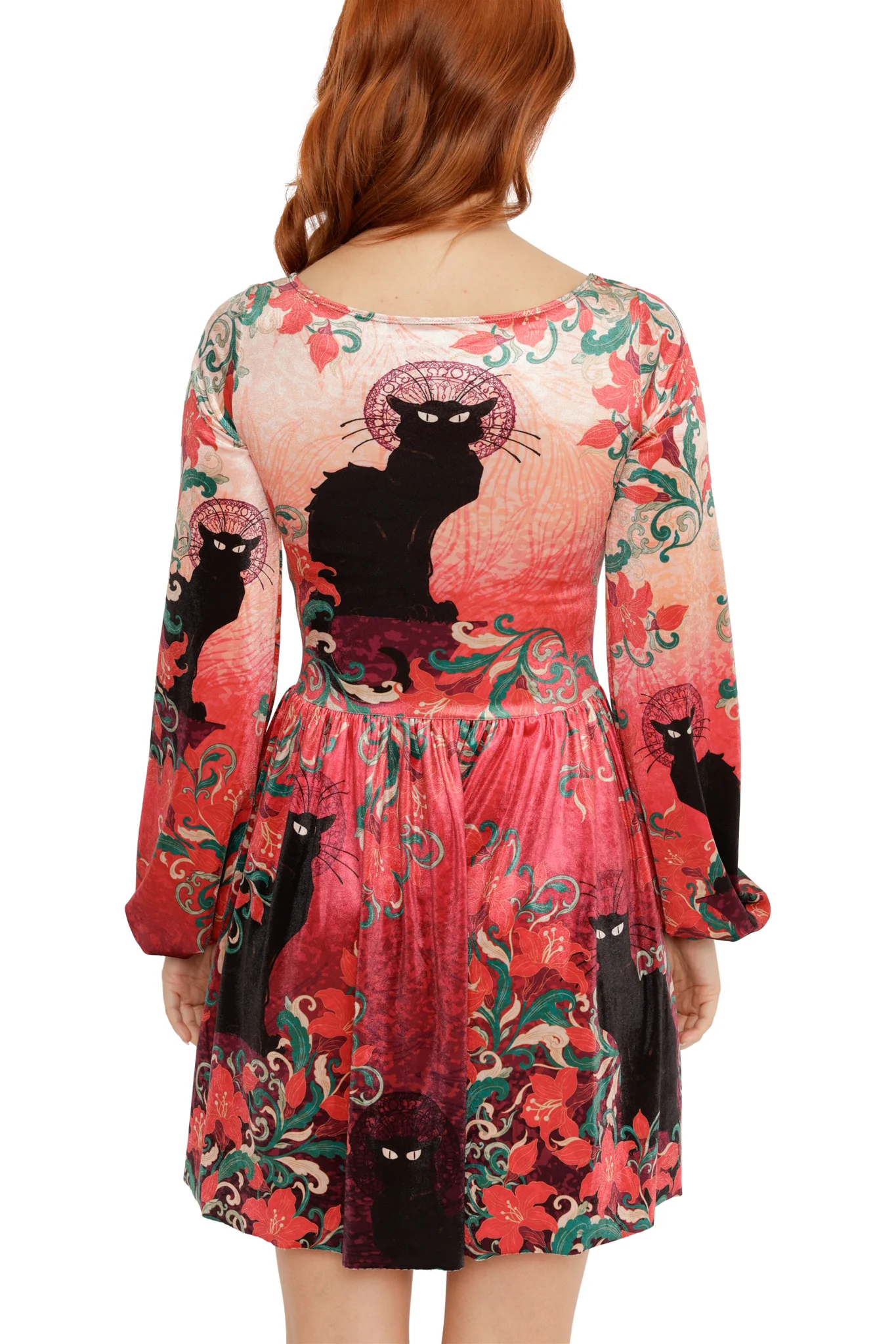 Le Chat Noir Velvet Squared Up Bishop Skater Dress - Image 4