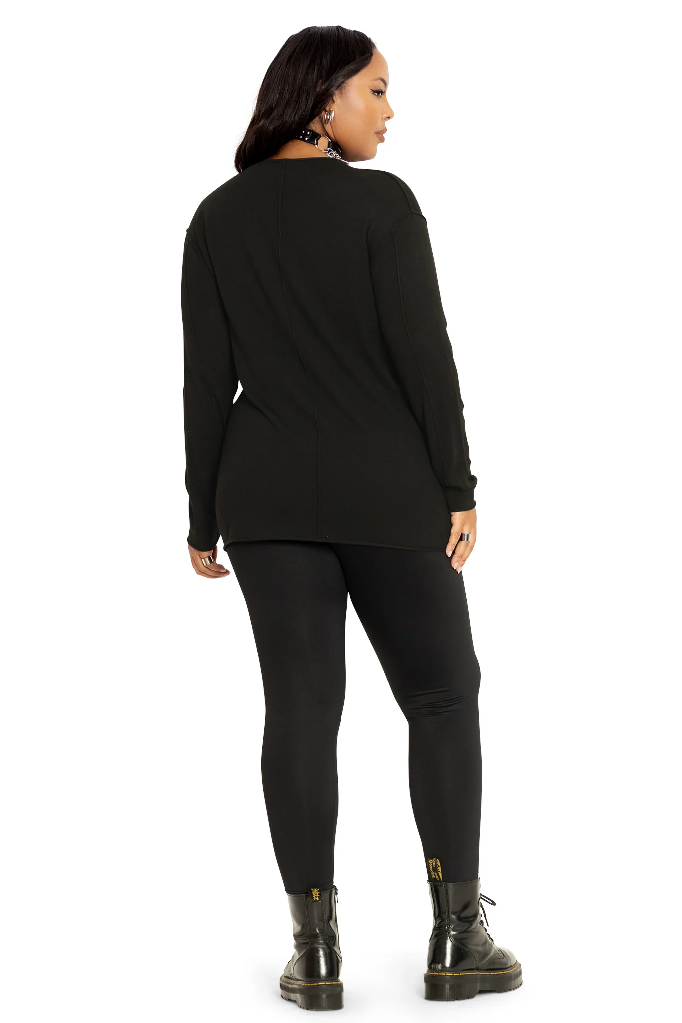Matte Black High Waisted Leggings - Image 4