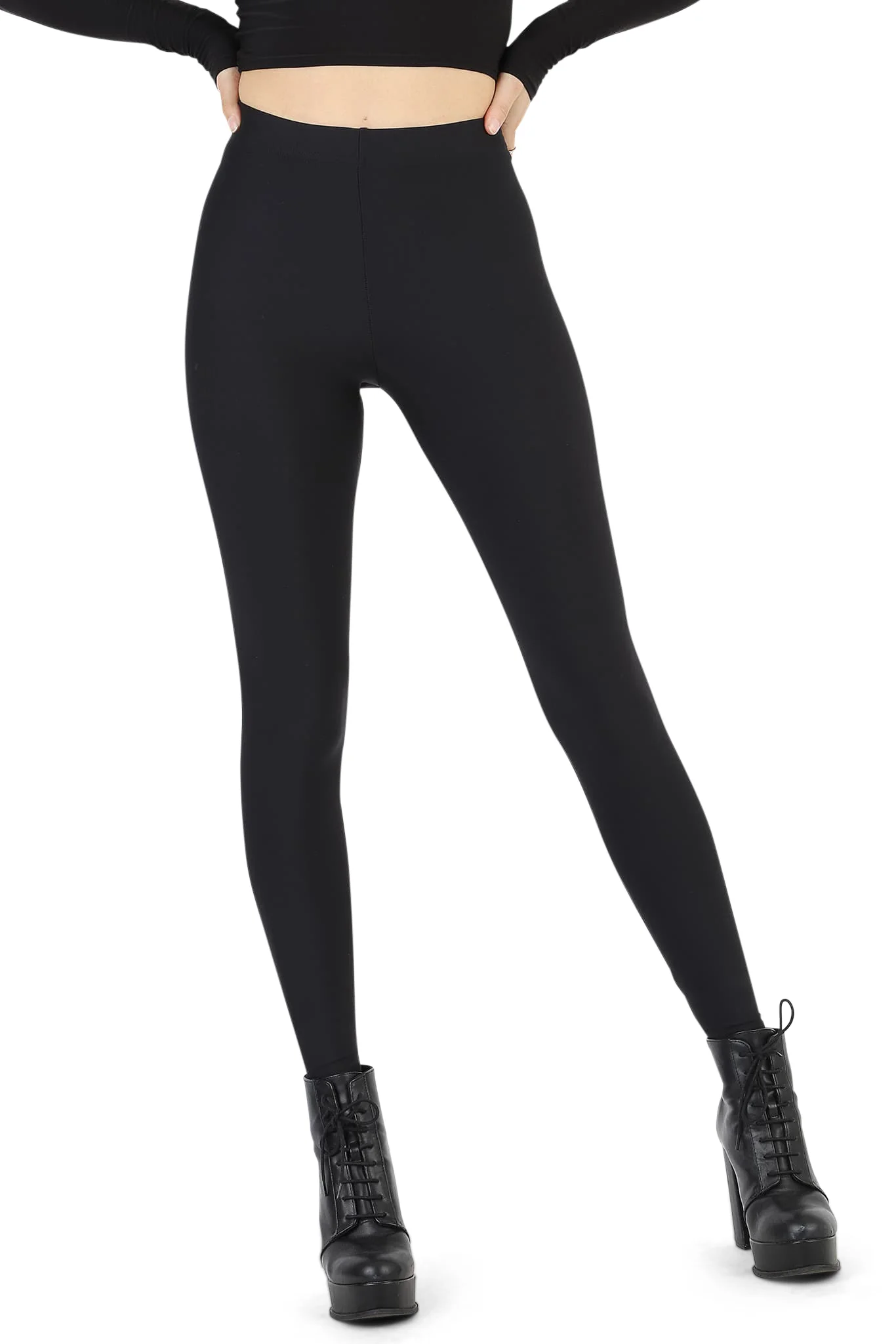Matte Black High Waisted Leggings - Image 6