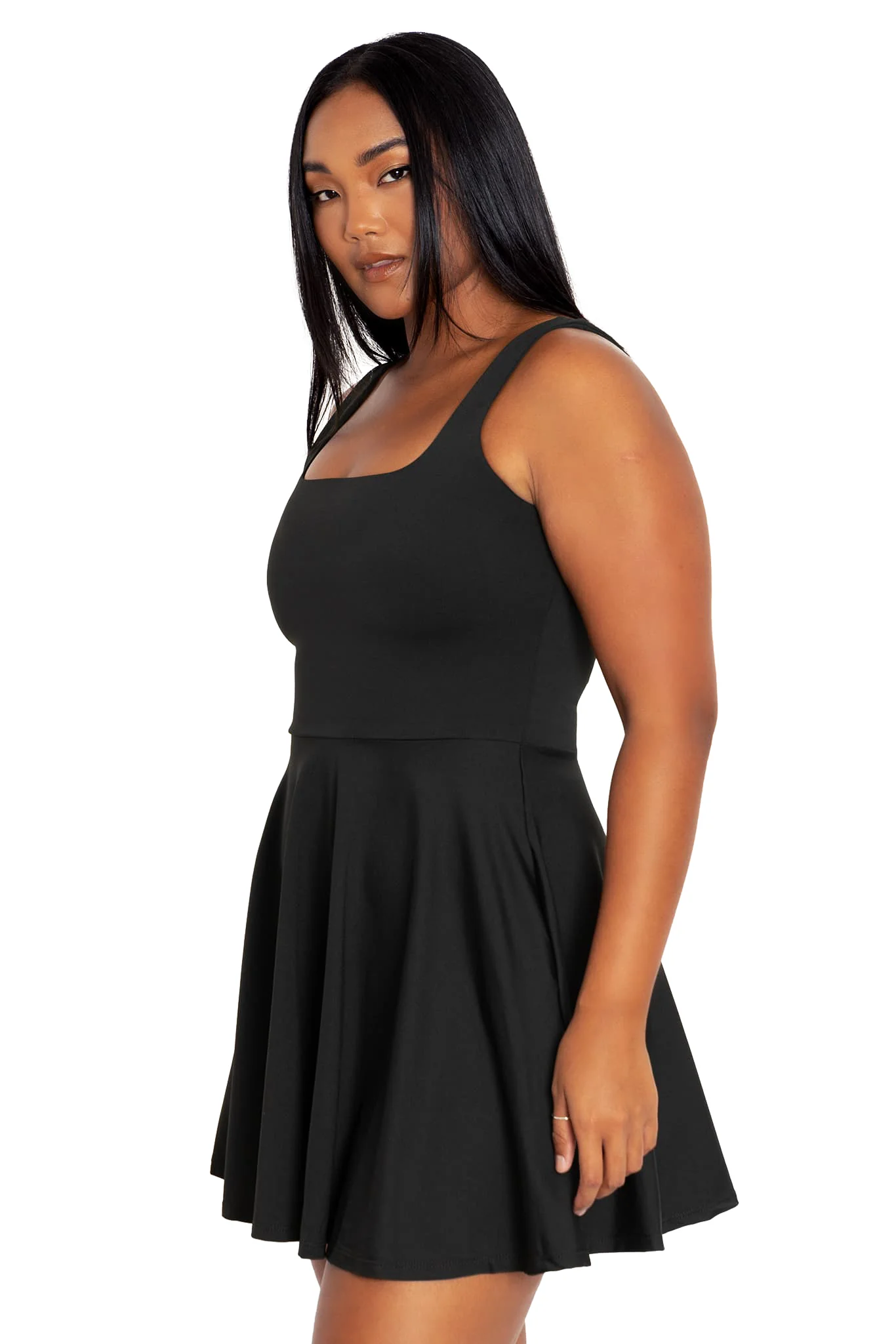 Matte Black Tank Mini Skater Dress - Image 4