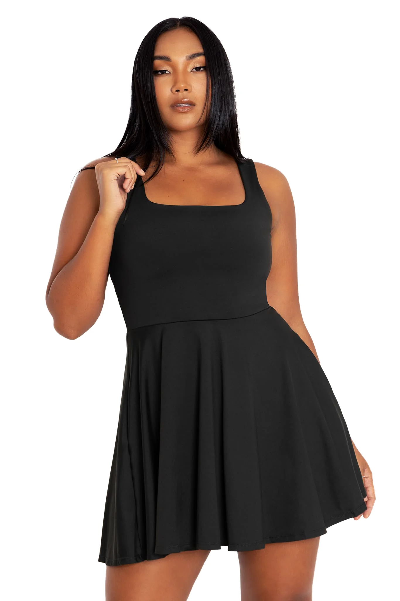 Matte Black Tank Mini Skater Dress - Image 5