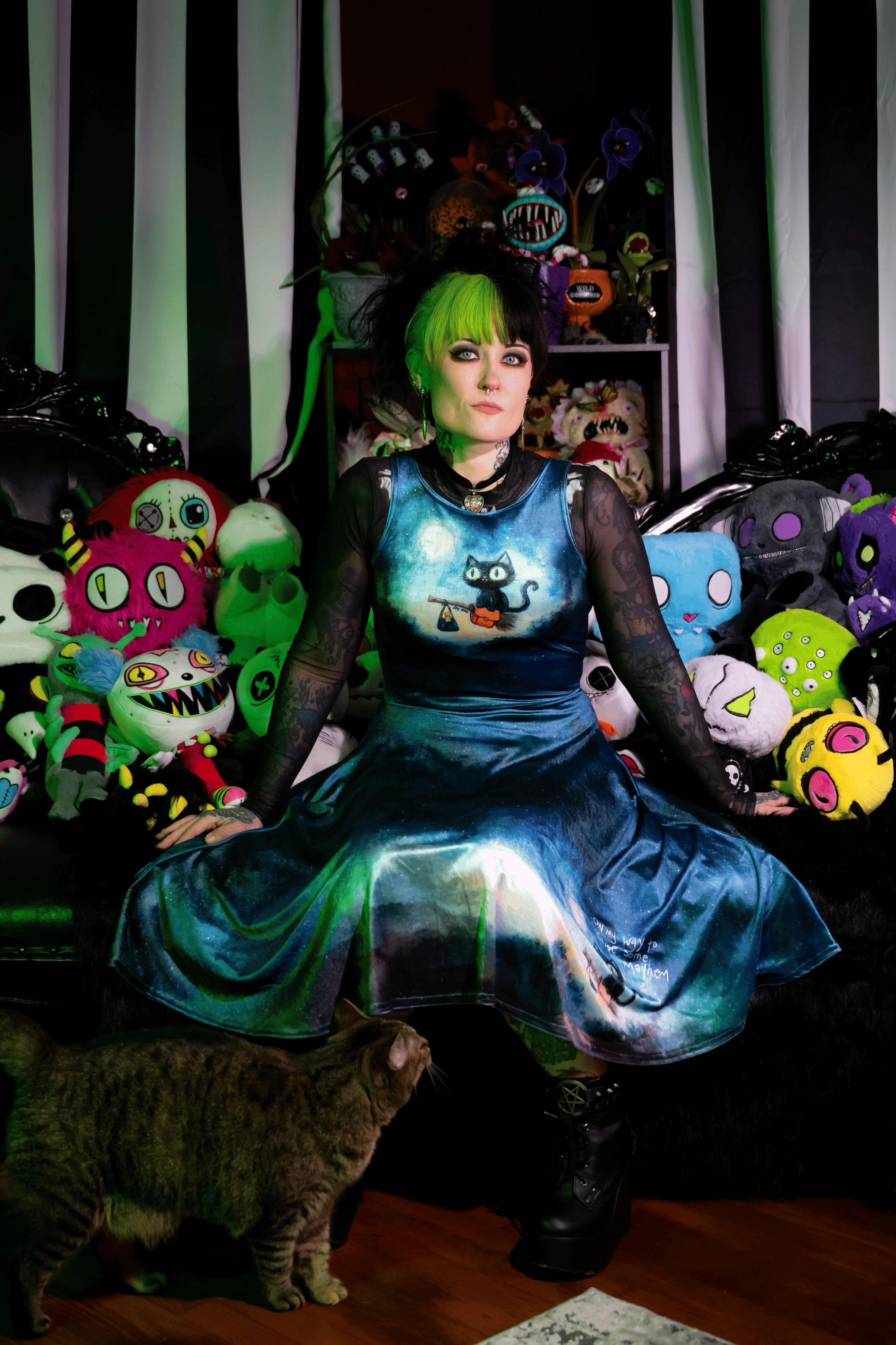 Mayhem and Mischief Velvet Princess Midi Dress - Image 3