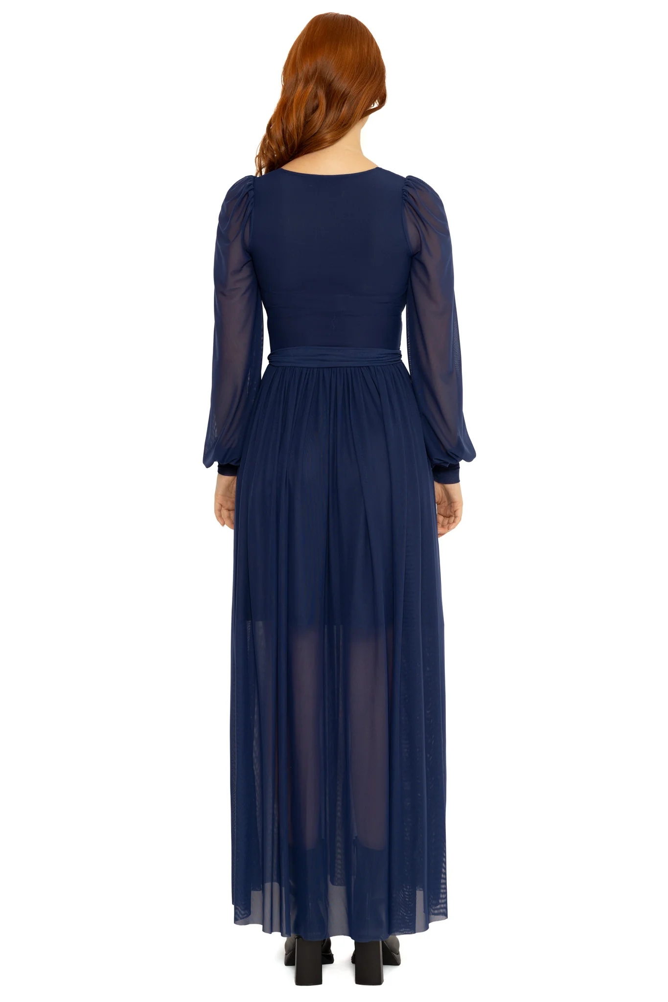 Navy Sheer Romance Maxi Dress - Image 4