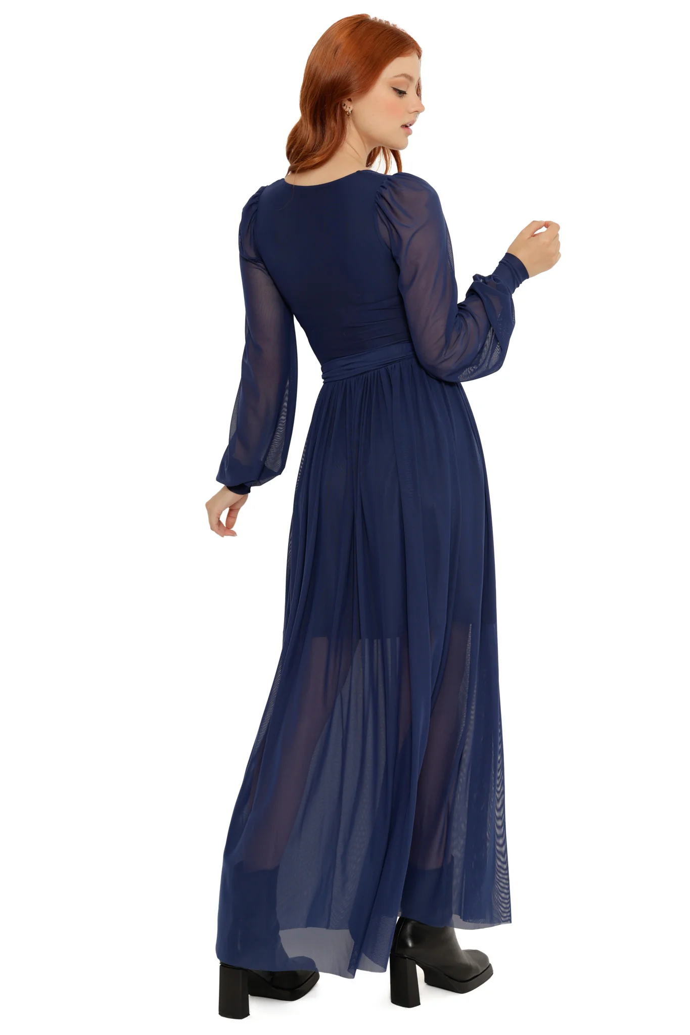 Navy Sheer Romance Maxi Dress - Image 5