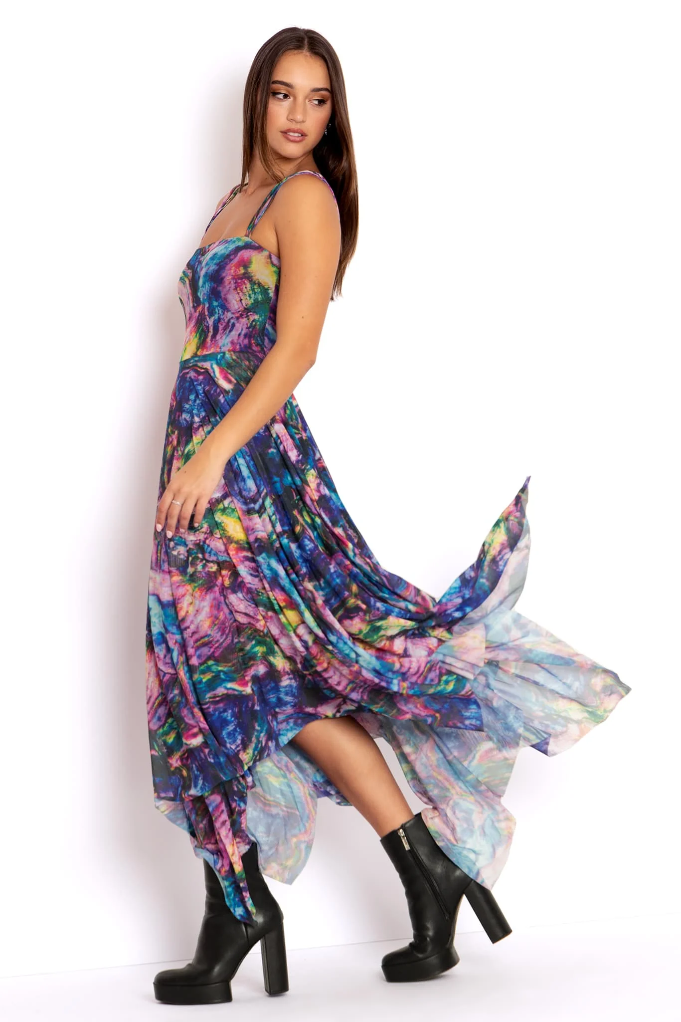 Oyster Shell Layered Handkerchief Dress - Image 3