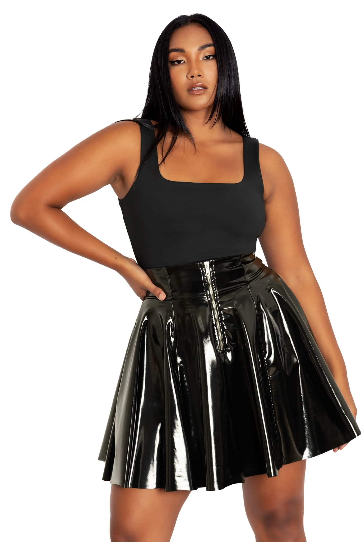 PVC Ultra High Waisted Skater Skirt - Image 4