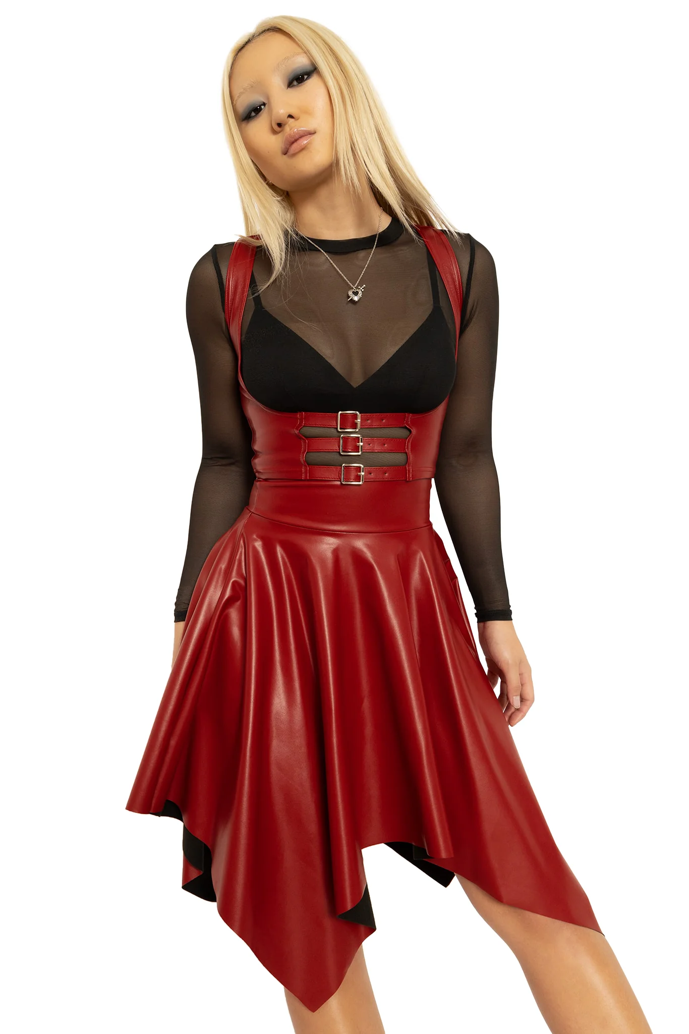 Route 666 Red Triple Buckle Underbust Corset - Image 9