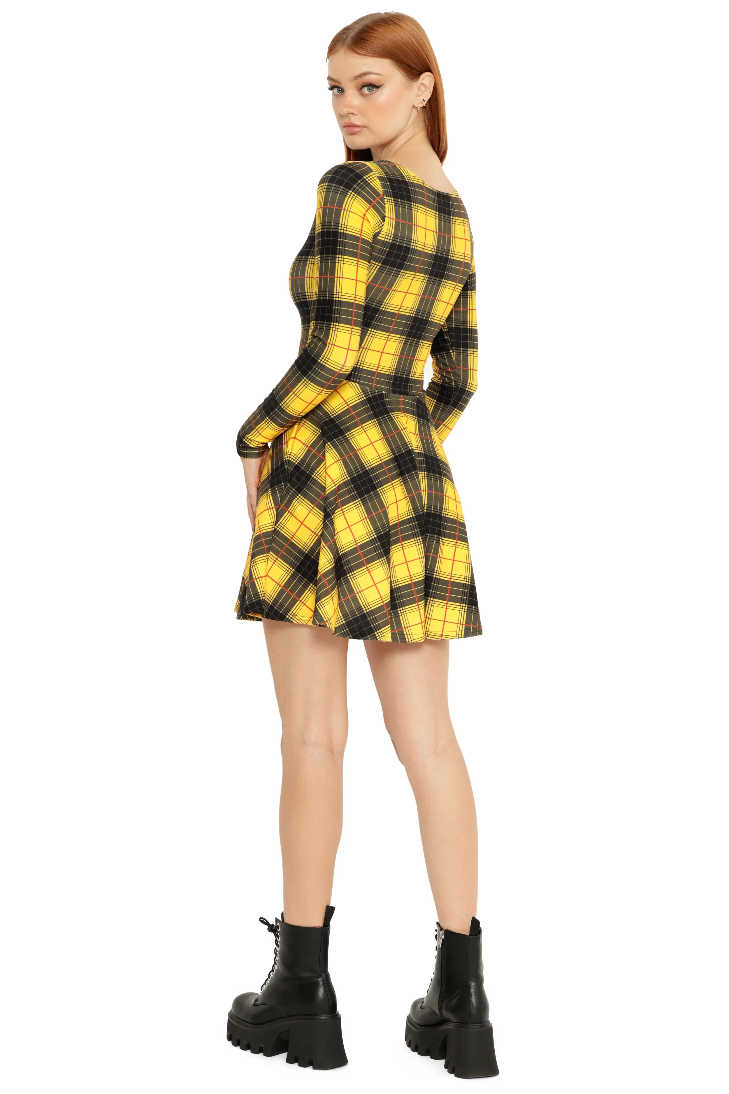 Tartan Grunge Toastie Long Sleeve Skater Dress - Image 4