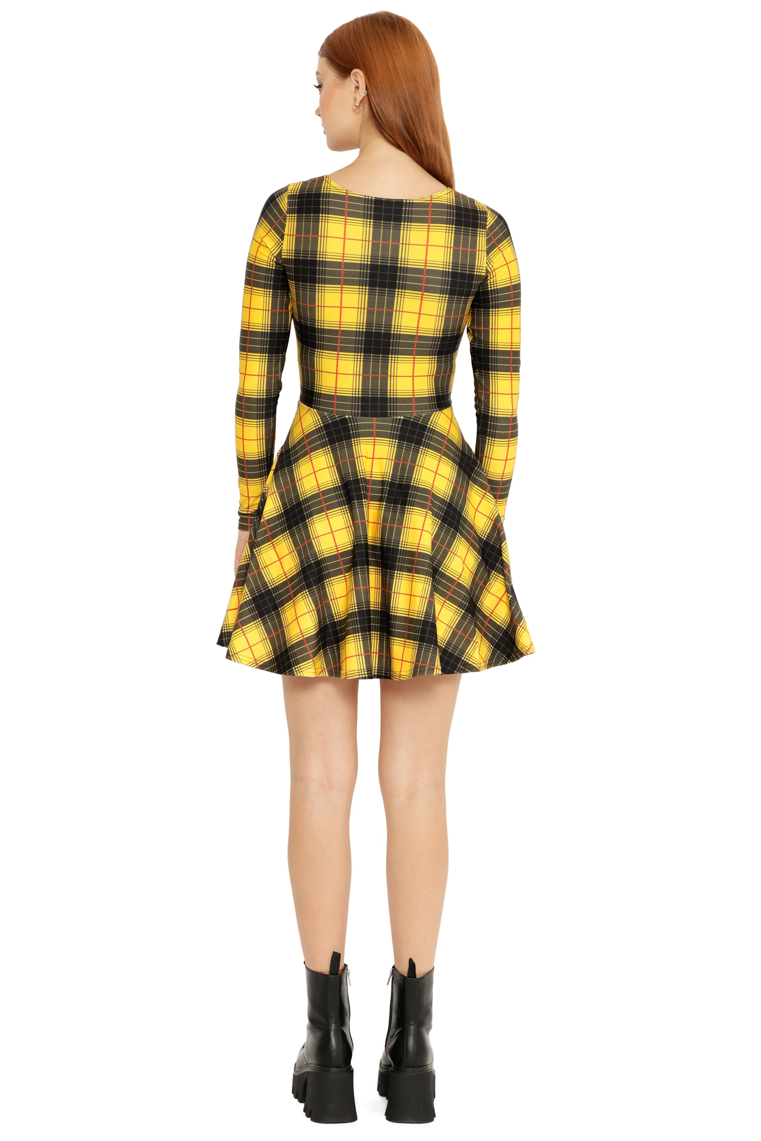 Tartan Grunge Toastie Long Sleeve Skater Dress - Image 5