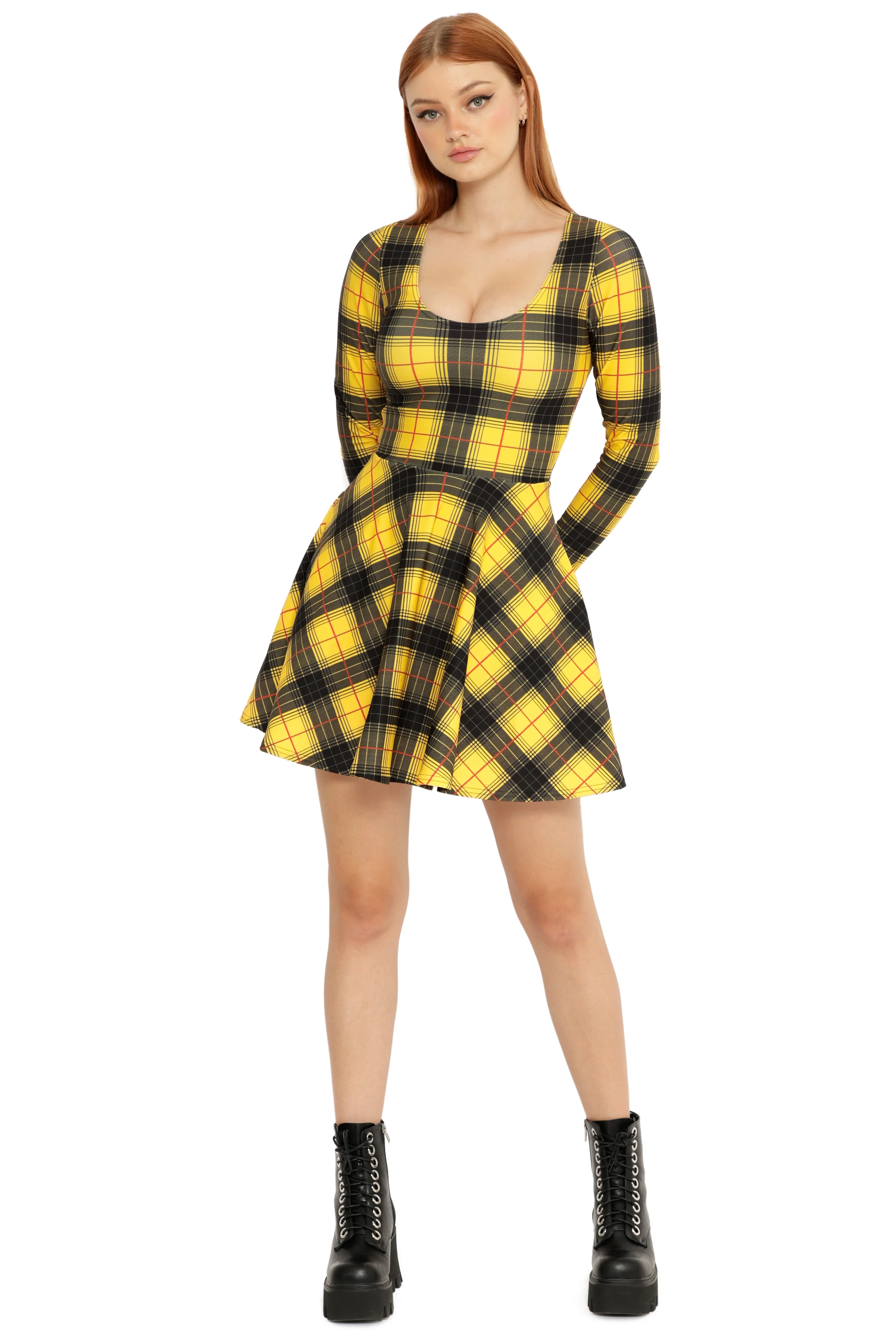 Tartan Grunge Toastie Long Sleeve Skater Dress - Image 7
