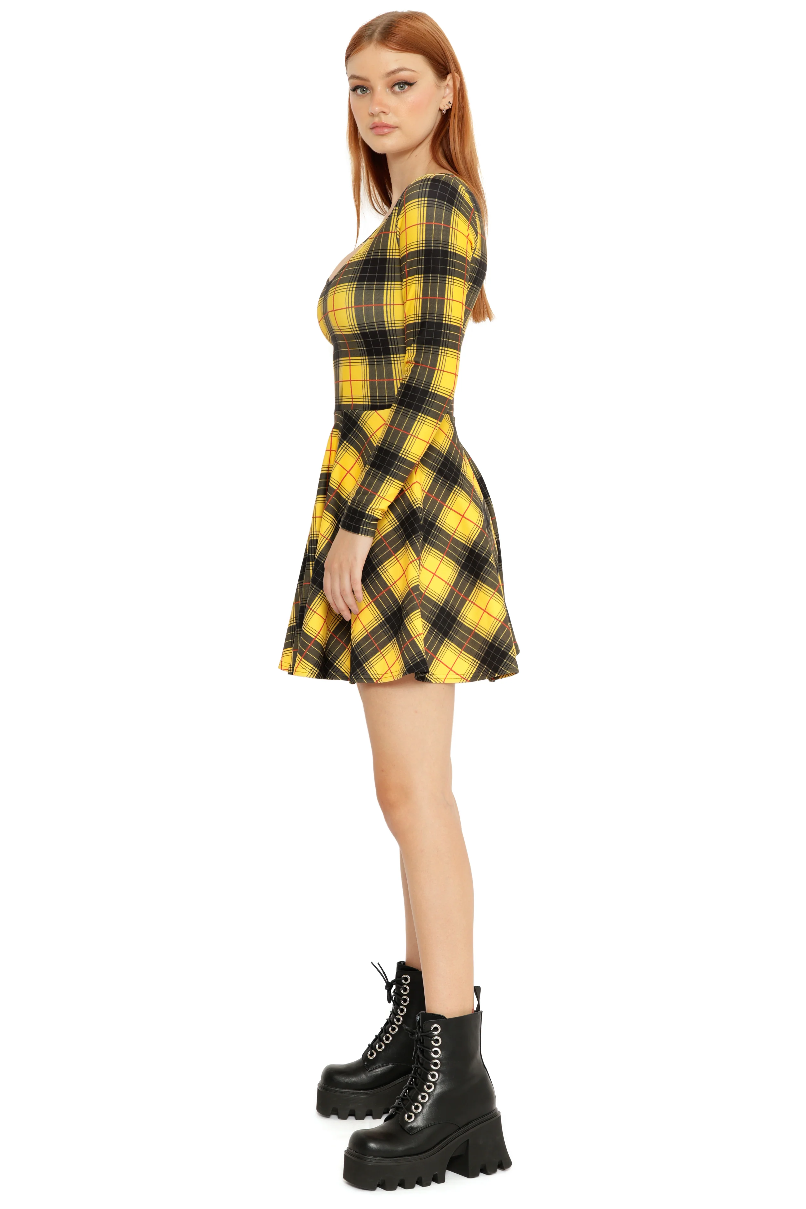 Tartan Grunge Toastie Long Sleeve Skater Dress - Image 8