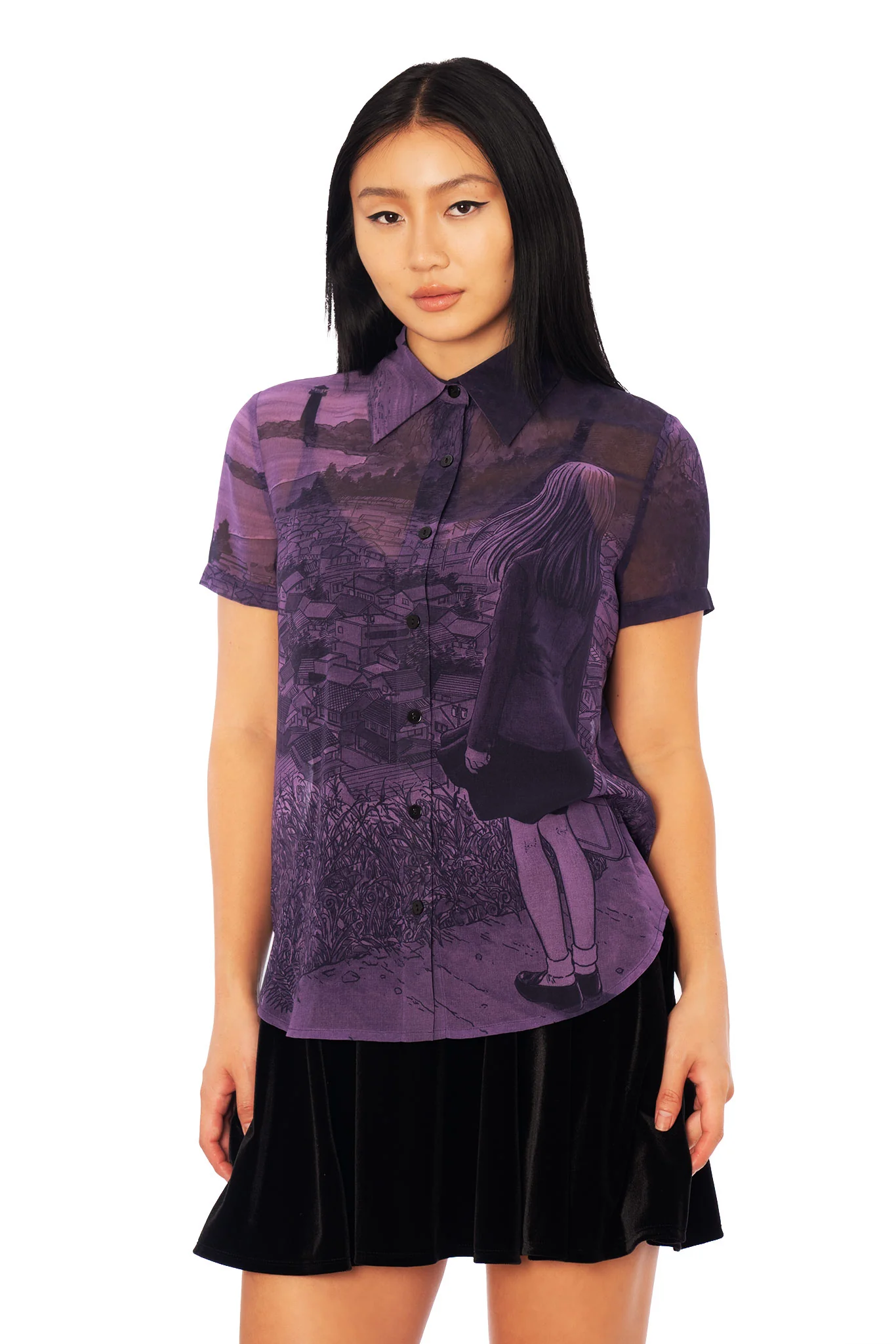 The Black Vortex Cute As Button Sheer Shirt - Image 4