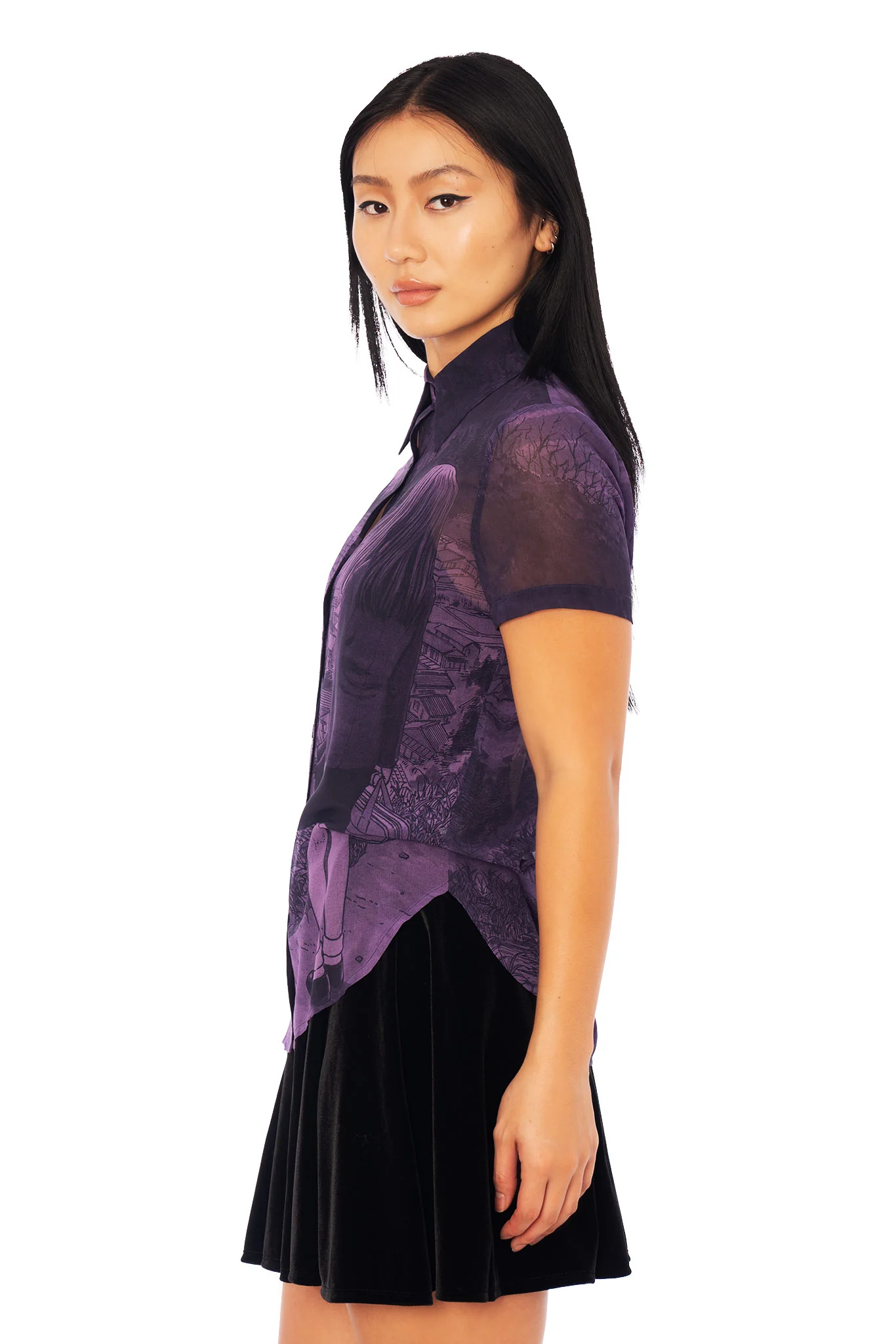 The Black Vortex Cute As Button Sheer Shirt - Image 6