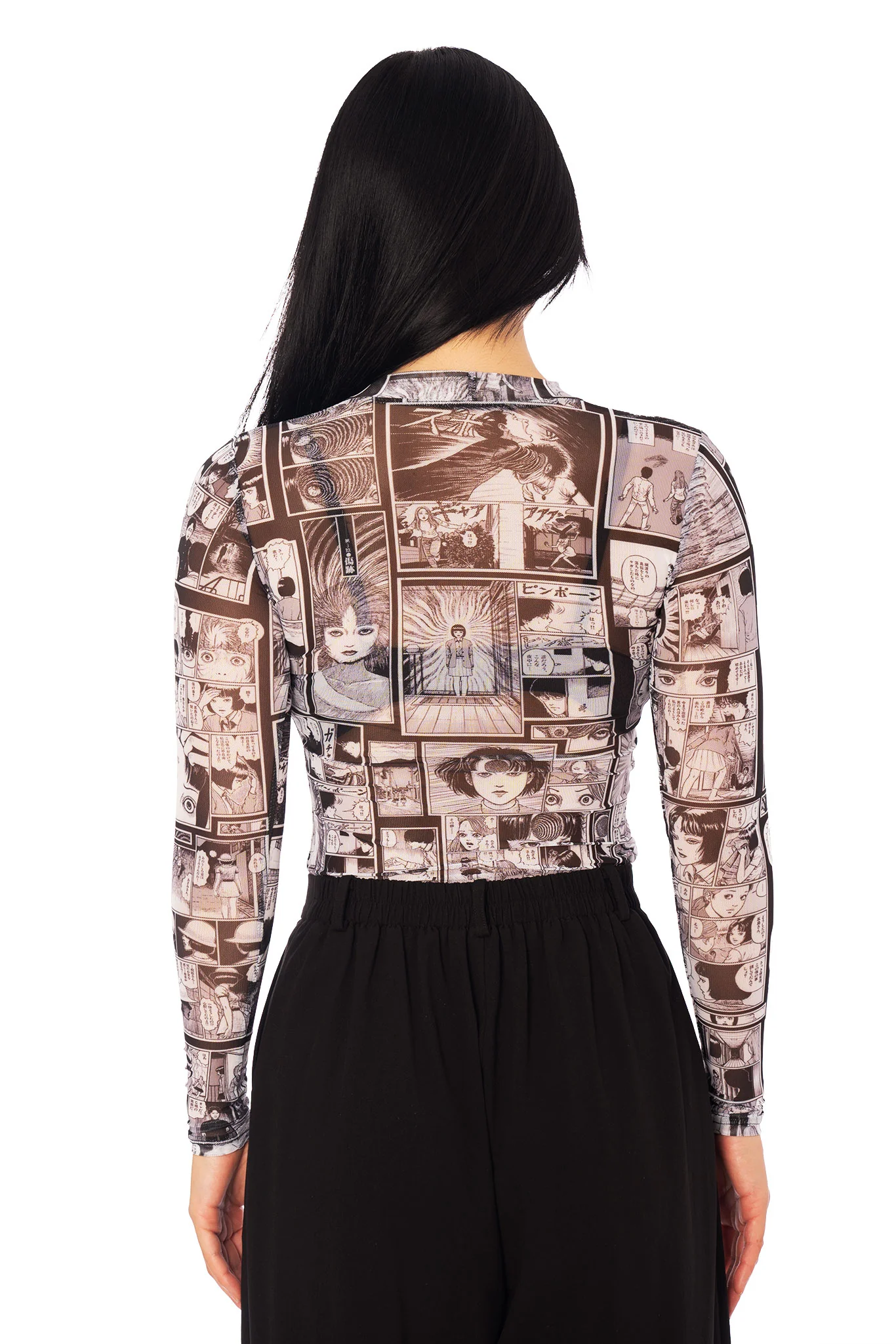 The Scar Sheer High Neck Long Sleeve Top - Image 5