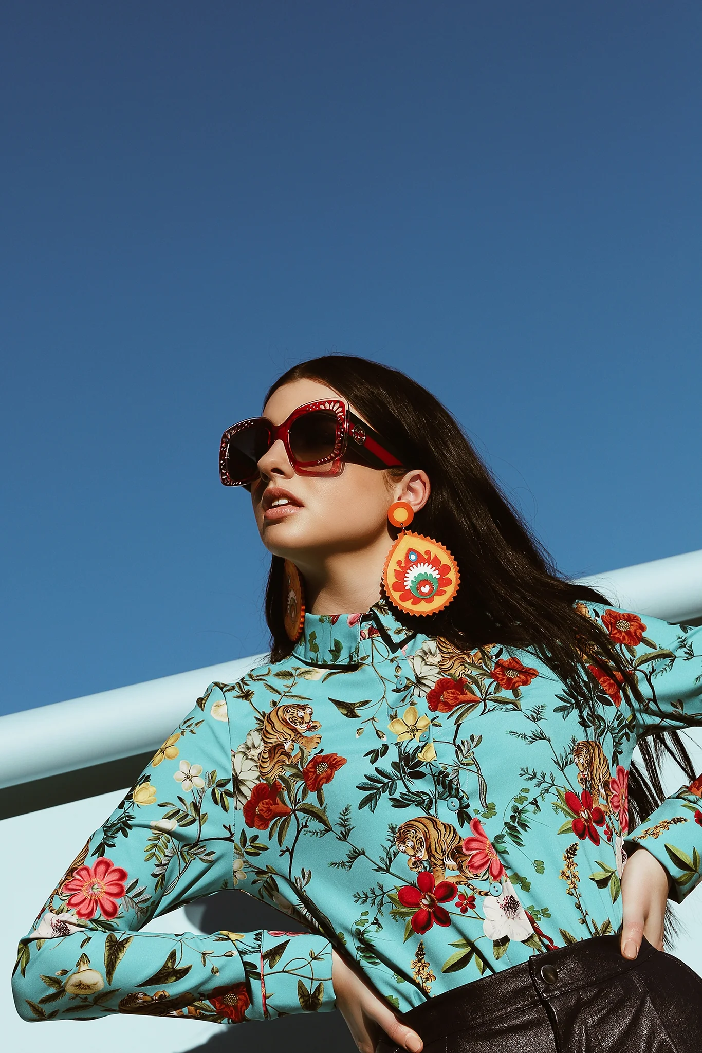 Tropical Tiger Long Sleeve Business Time Shirt - Image 4