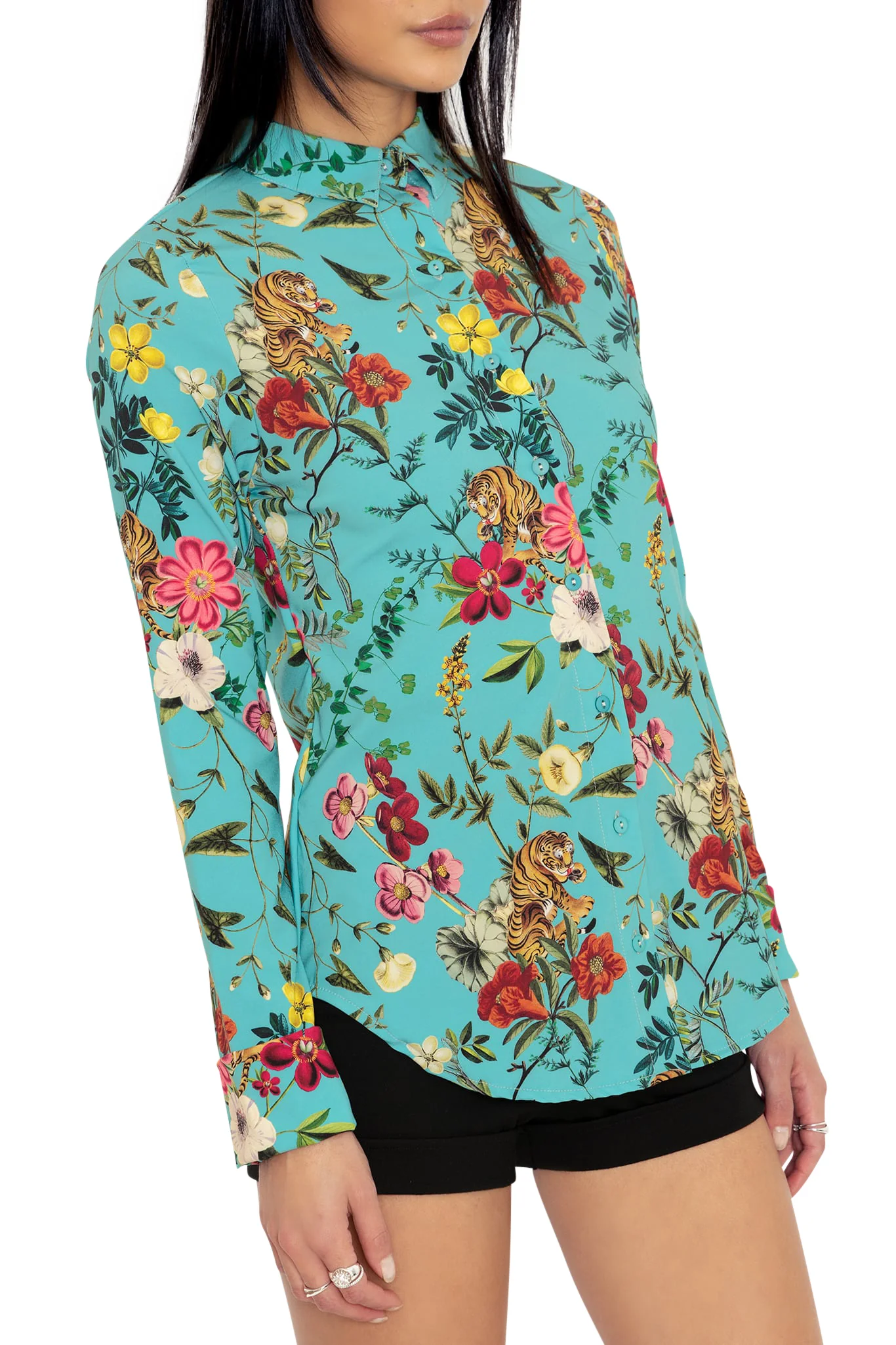 Tropical Tiger Long Sleeve Business Time Shirt - Image 6