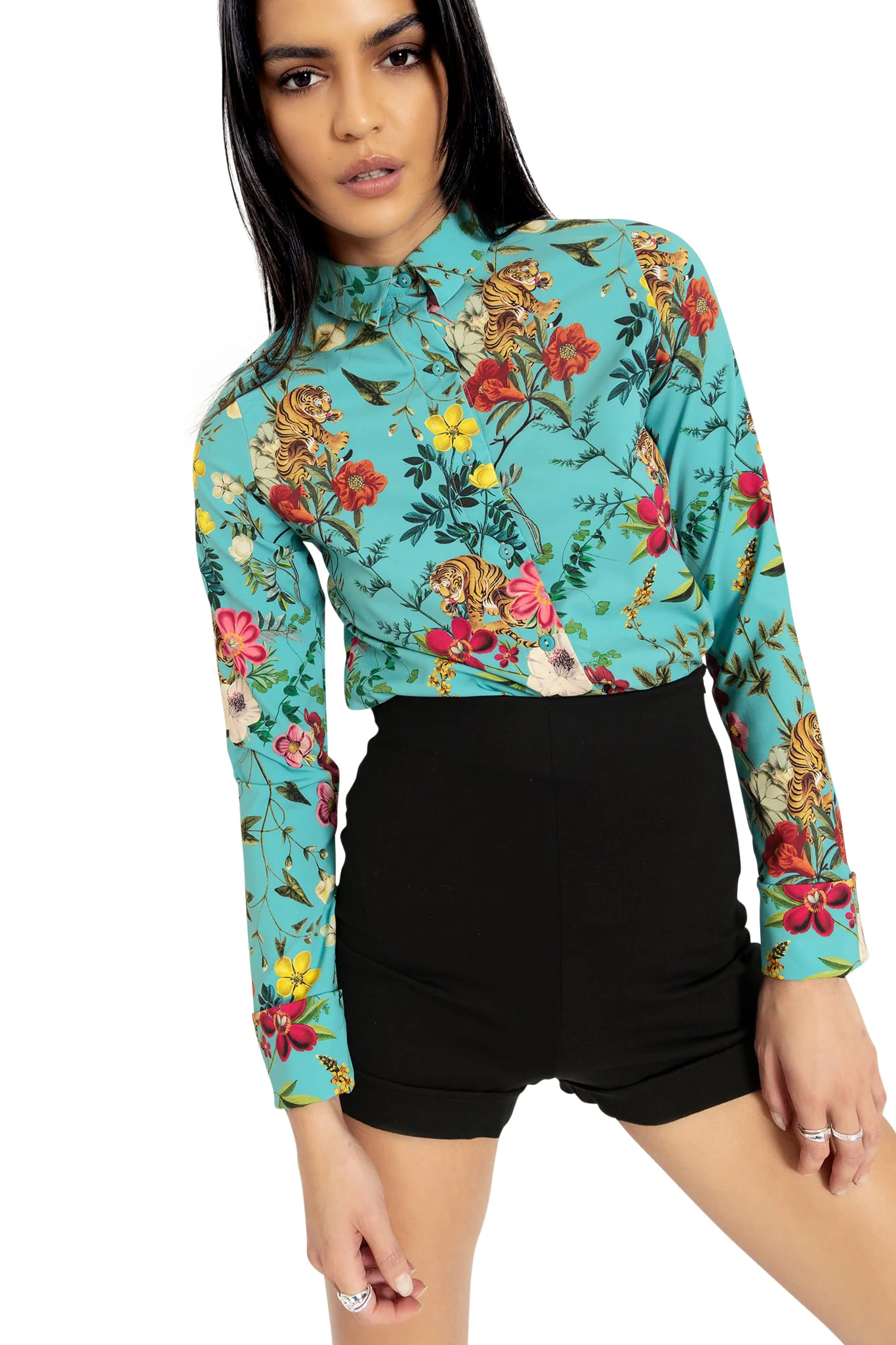 Tropical Tiger Long Sleeve Business Time Shirt - Image 7