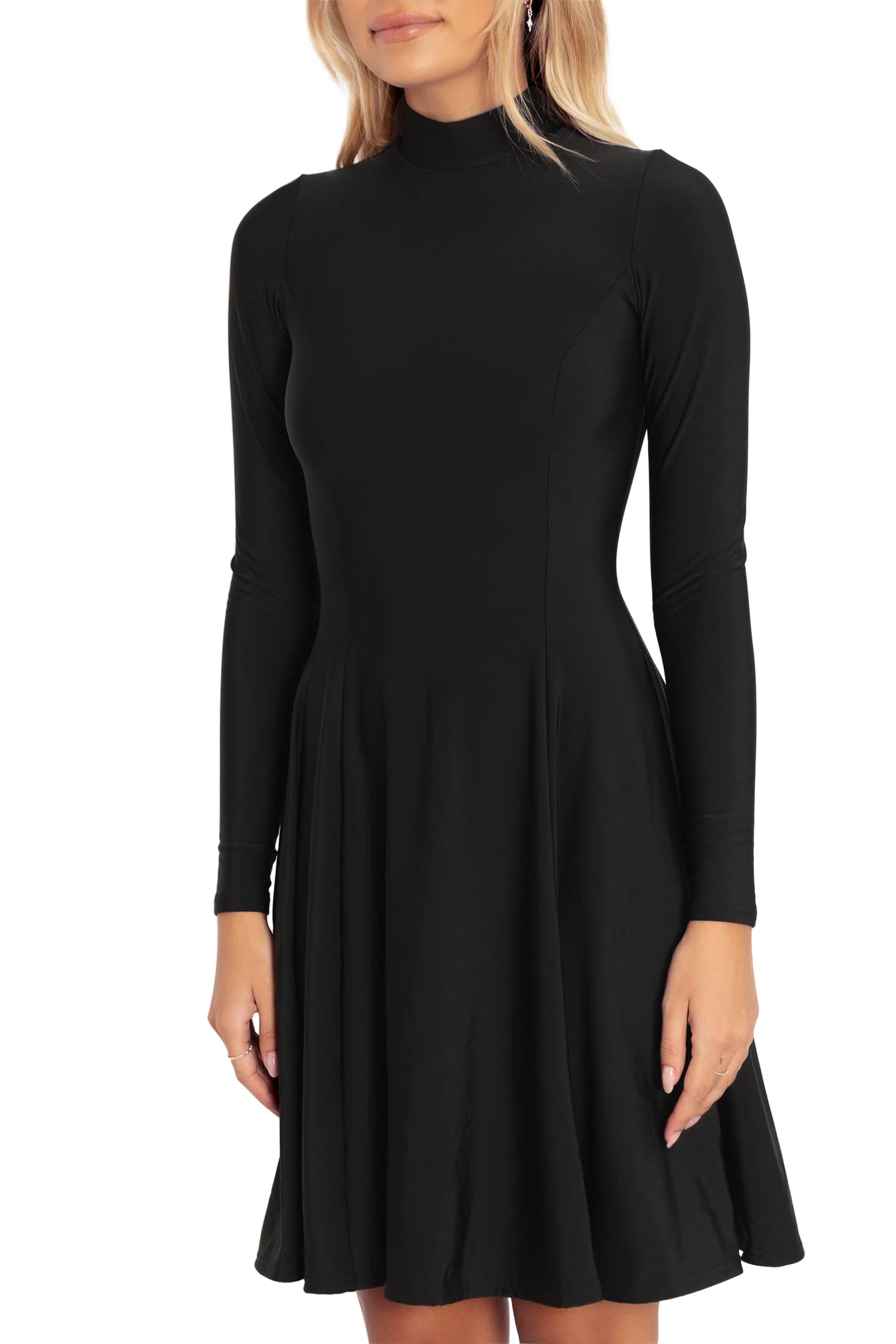 Warm Black Long Sleeve Evil Longline Dress - Image 3