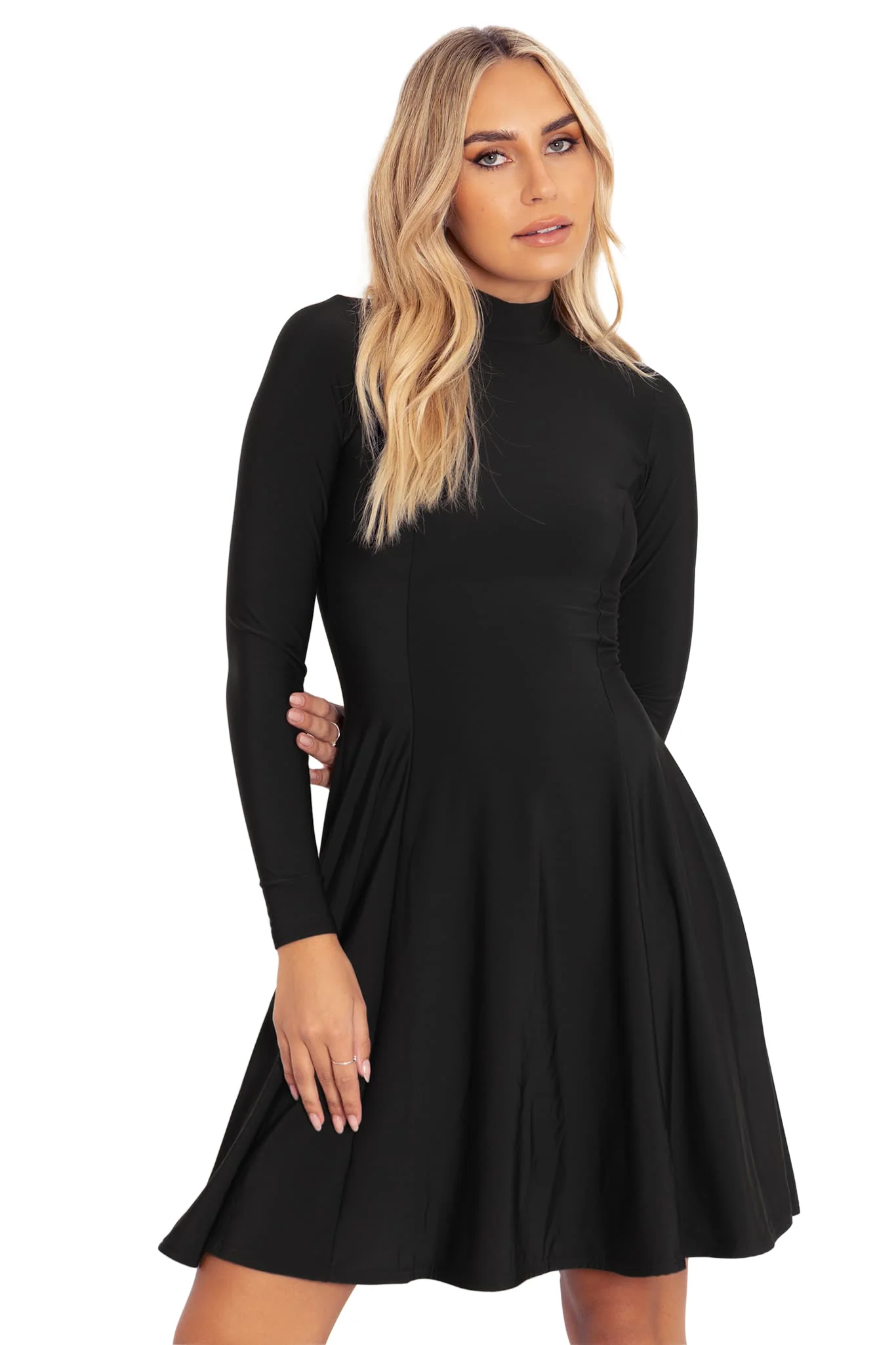 Warm Black Long Sleeve Evil Longline Dress - Image 4