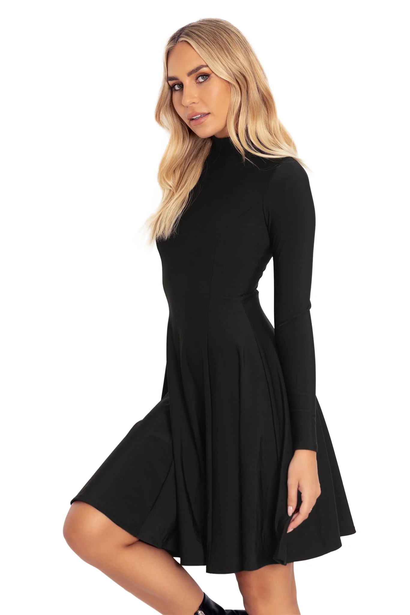 Warm Black Long Sleeve Evil Longline Dress - Image 5