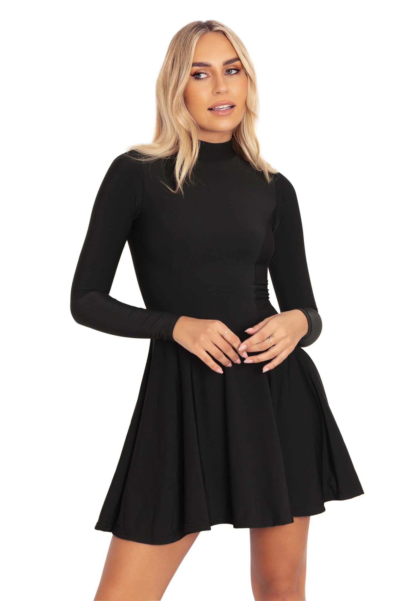 Warm Black Long Sleeve Evil Mini Skater Dress - Image 6