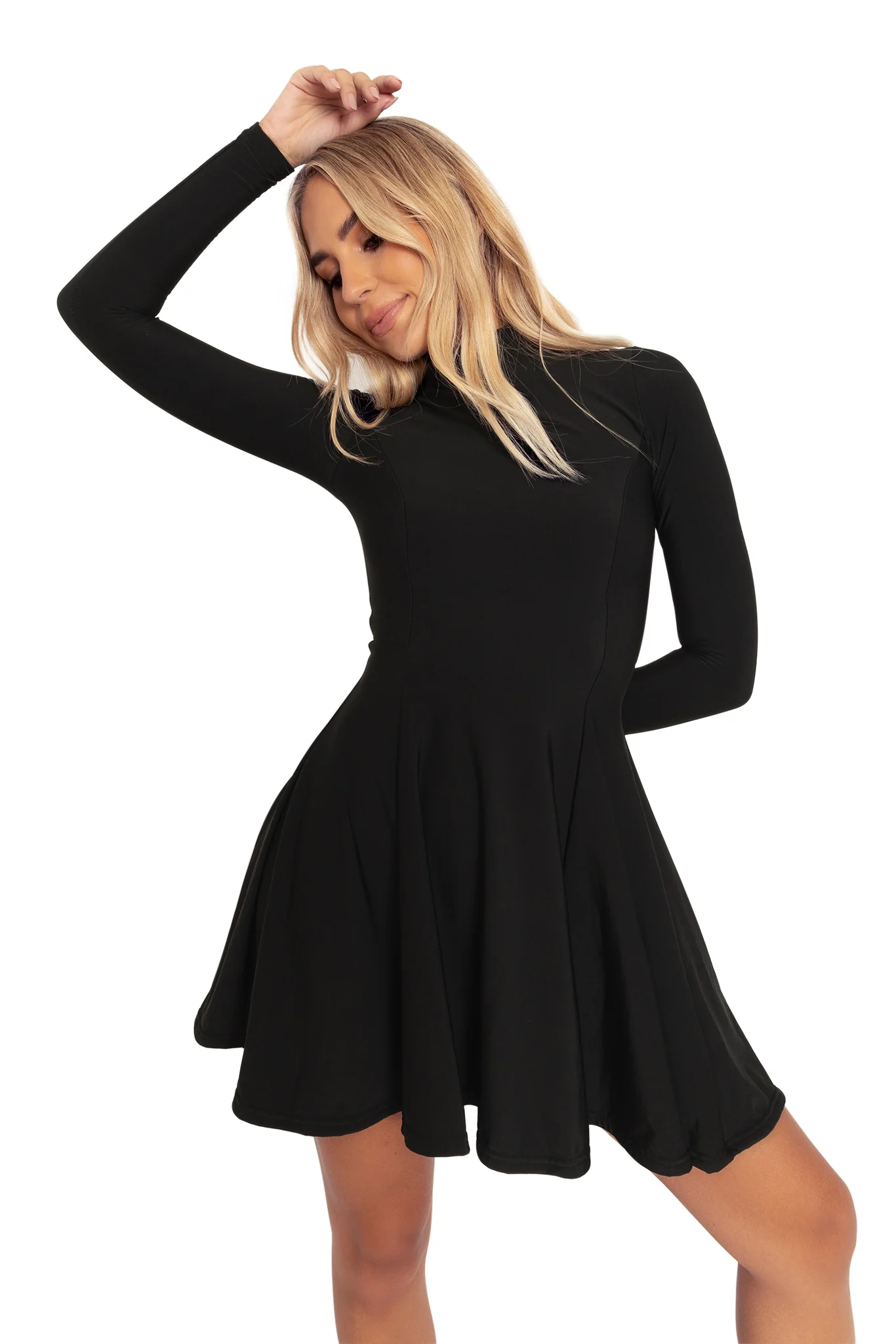 Warm Black Long Sleeve Evil Mini Skater Dress - Image 7